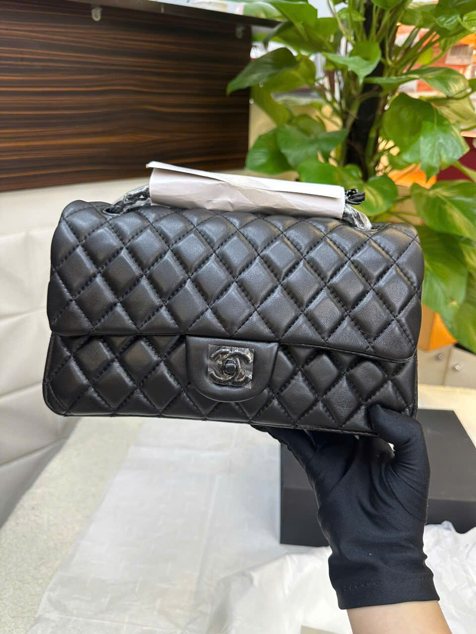 Túi Chanel Classic Flap Super Màu Đen Khóa Đen Size 25cm