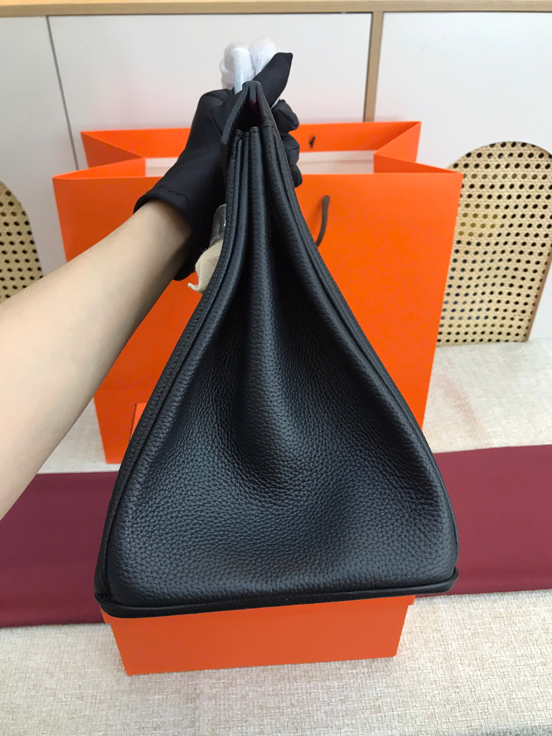 Túi Hermes Birkin Super Màu Đen Lót Hồng Size 35cm
