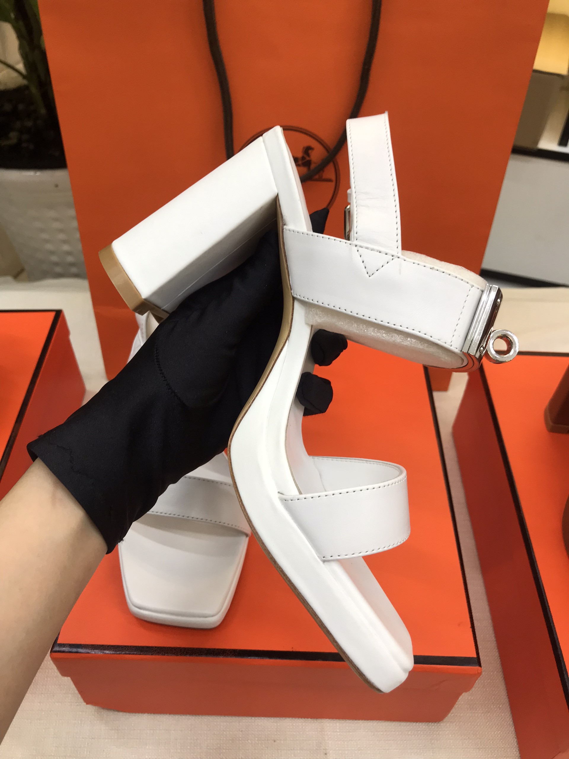 Giày Hermes Ilona 90 Sandal Siêu Cấp Màu Trắng Size 39