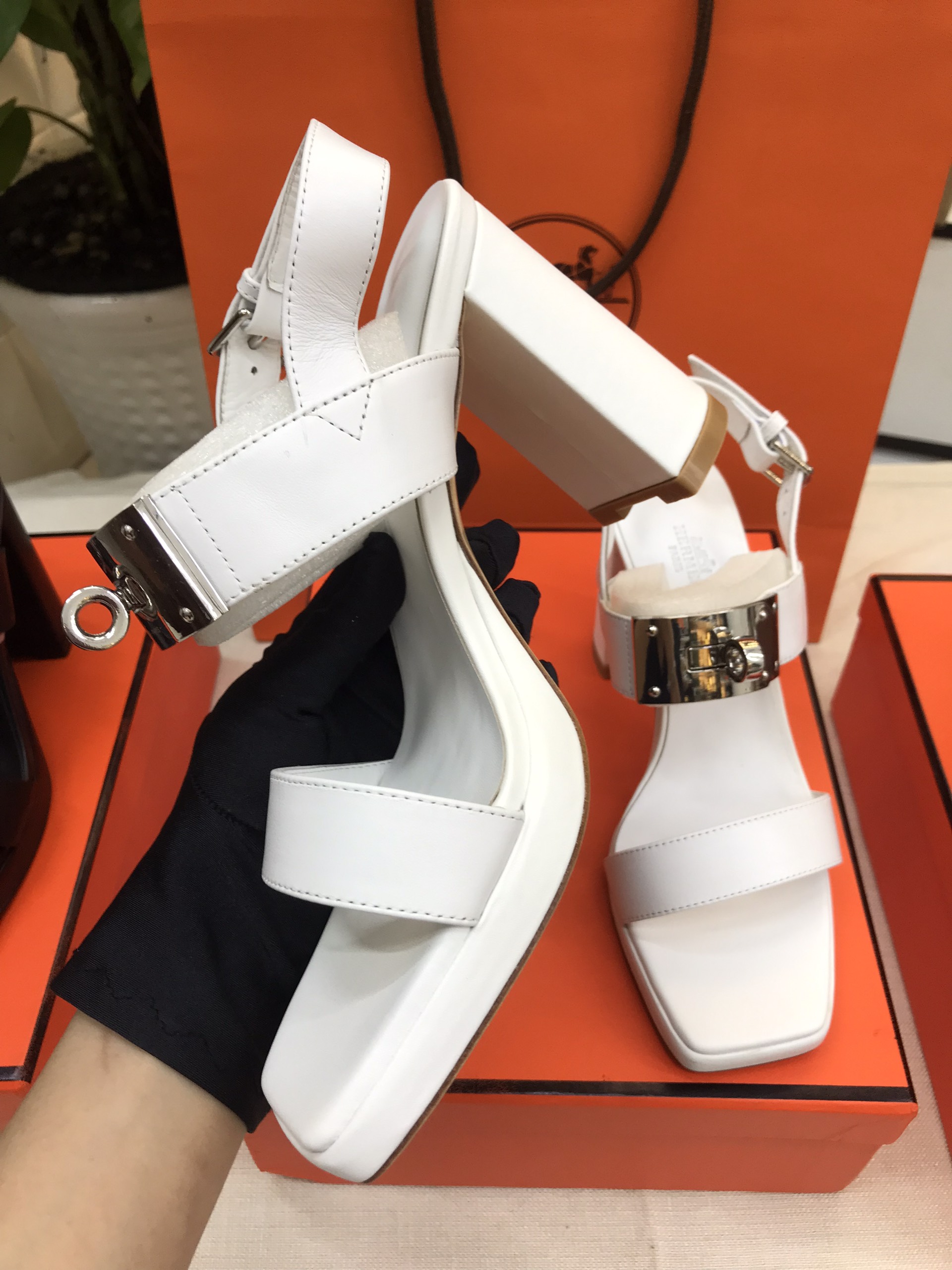 Giày Hermes Ilona 90 Sandal Siêu Cấp Màu Trắng Size 39