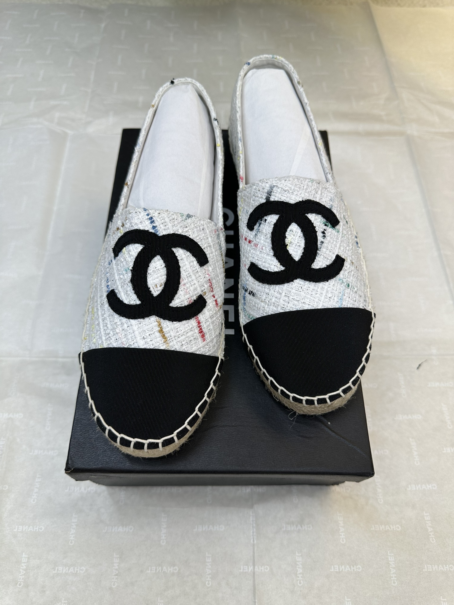 Giày Chanel Espadrilles Siêu Cấp Trắng/Đen Size 38