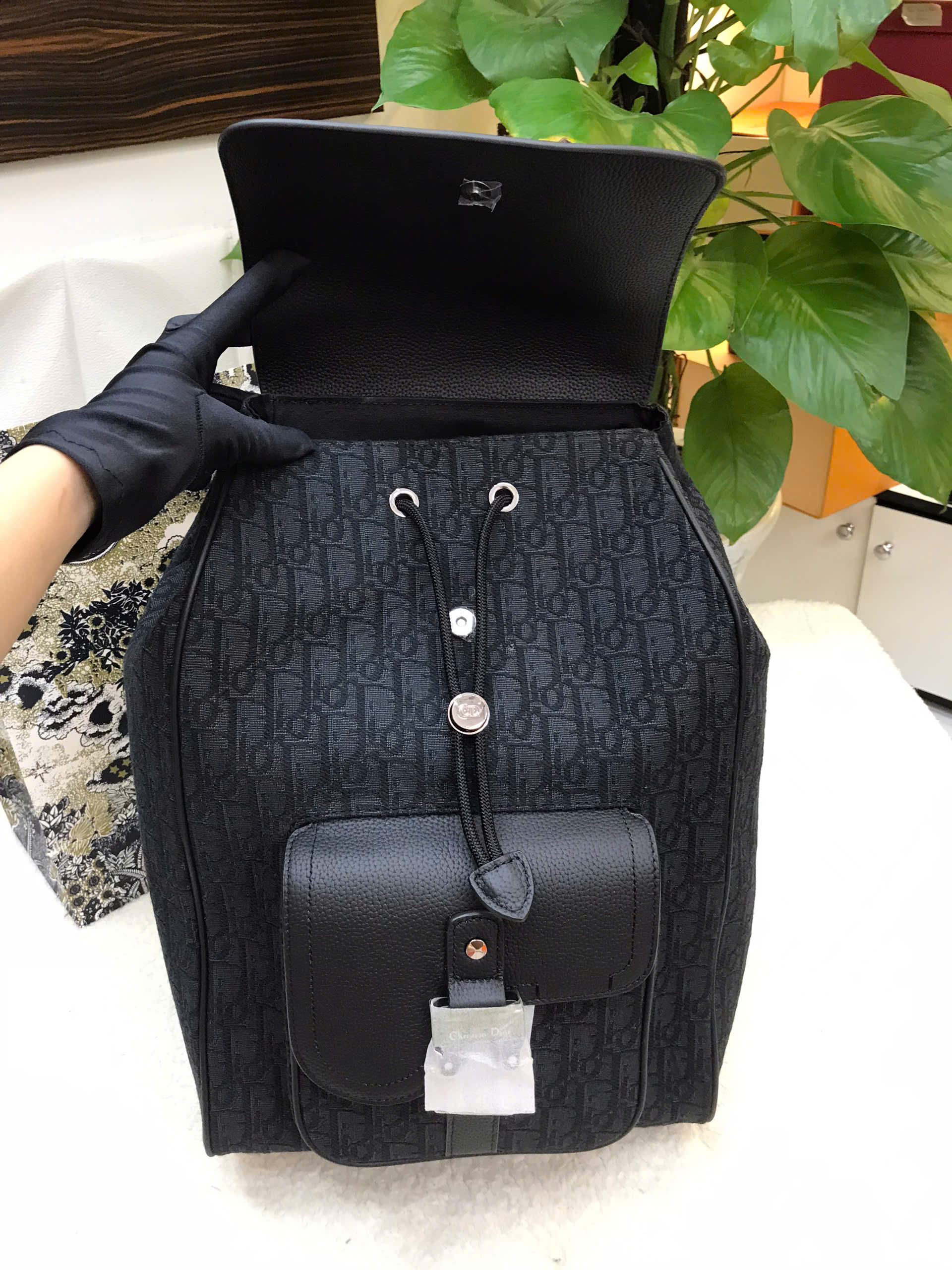 Balo Dior Saddle Backpack with Flap Siêu Cấp Màu Đen Size 40cm