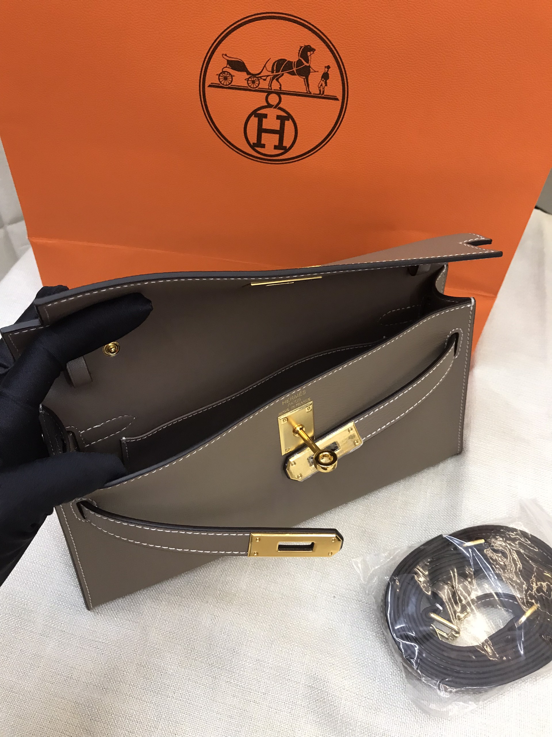 Túi Hermes Kelly Elan Bag Super Màu Xám Size 22cm