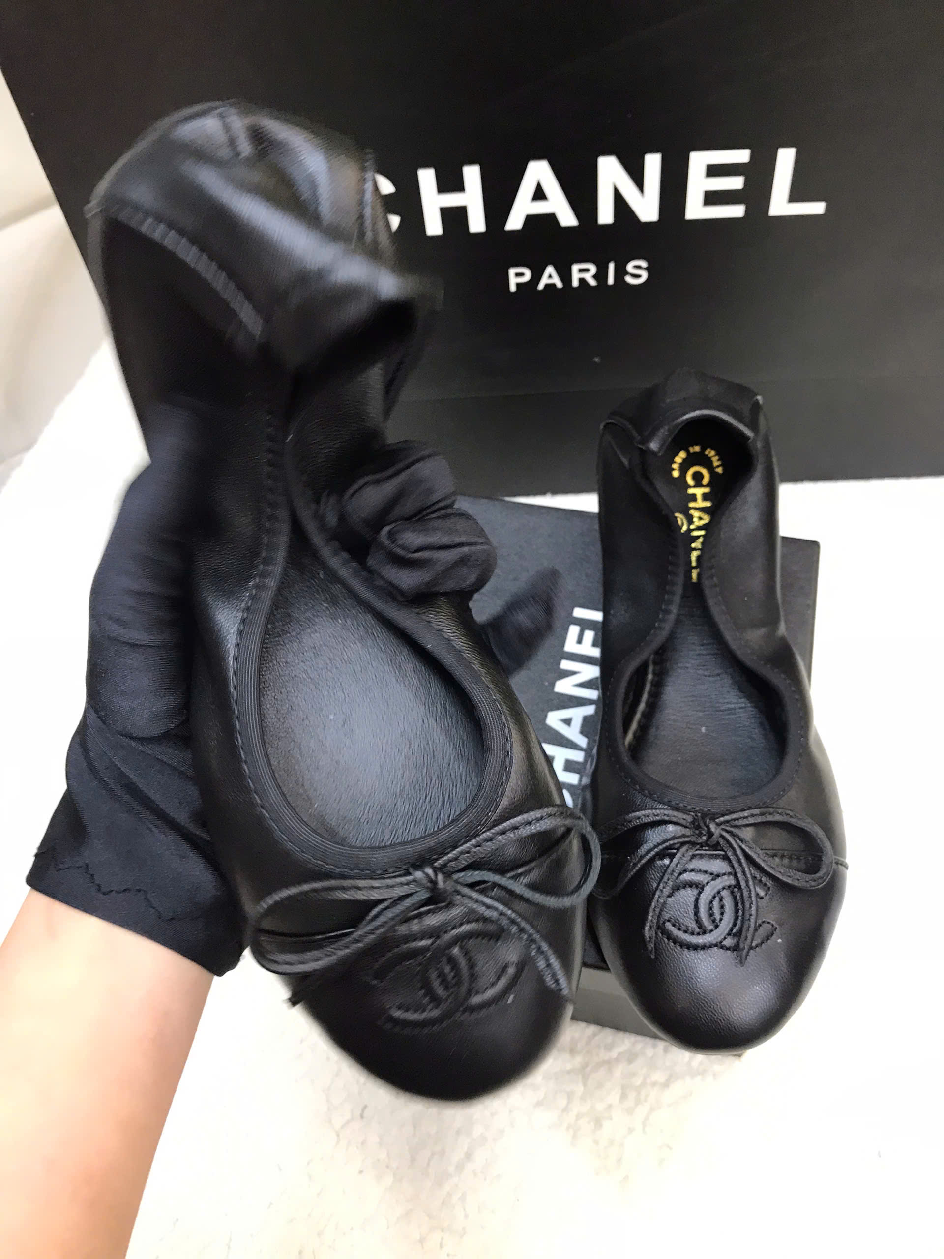 Giày Ballerina Chanel Siêu Cấp Màu Đen Size 38