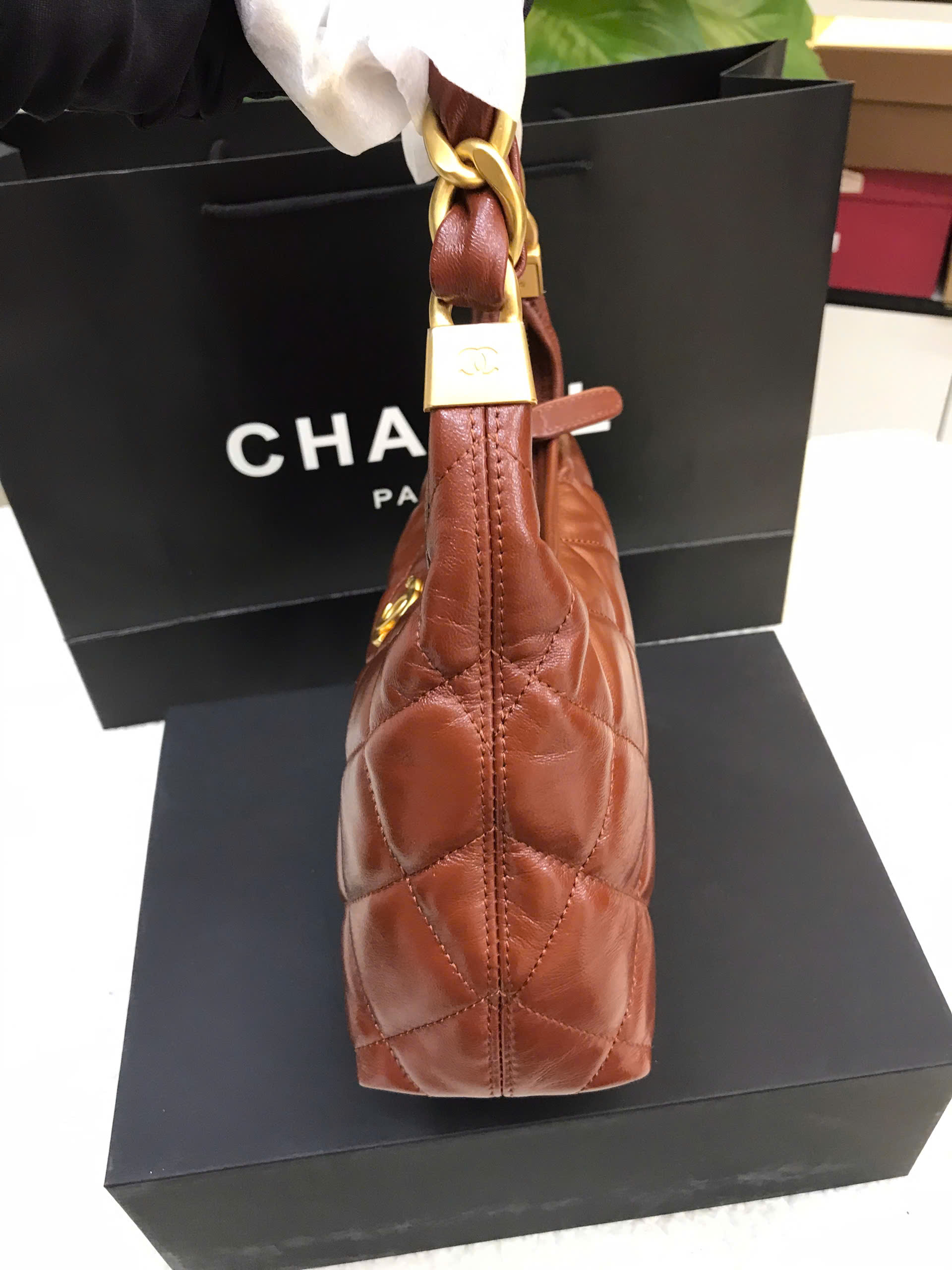 Túi Chanel Hobo Bag Brown Vip Size 22cm