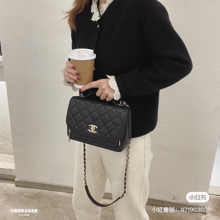 Túi Xách Chanel Super Business Affinity Màu Đen Khóa Vàng Size 25cm