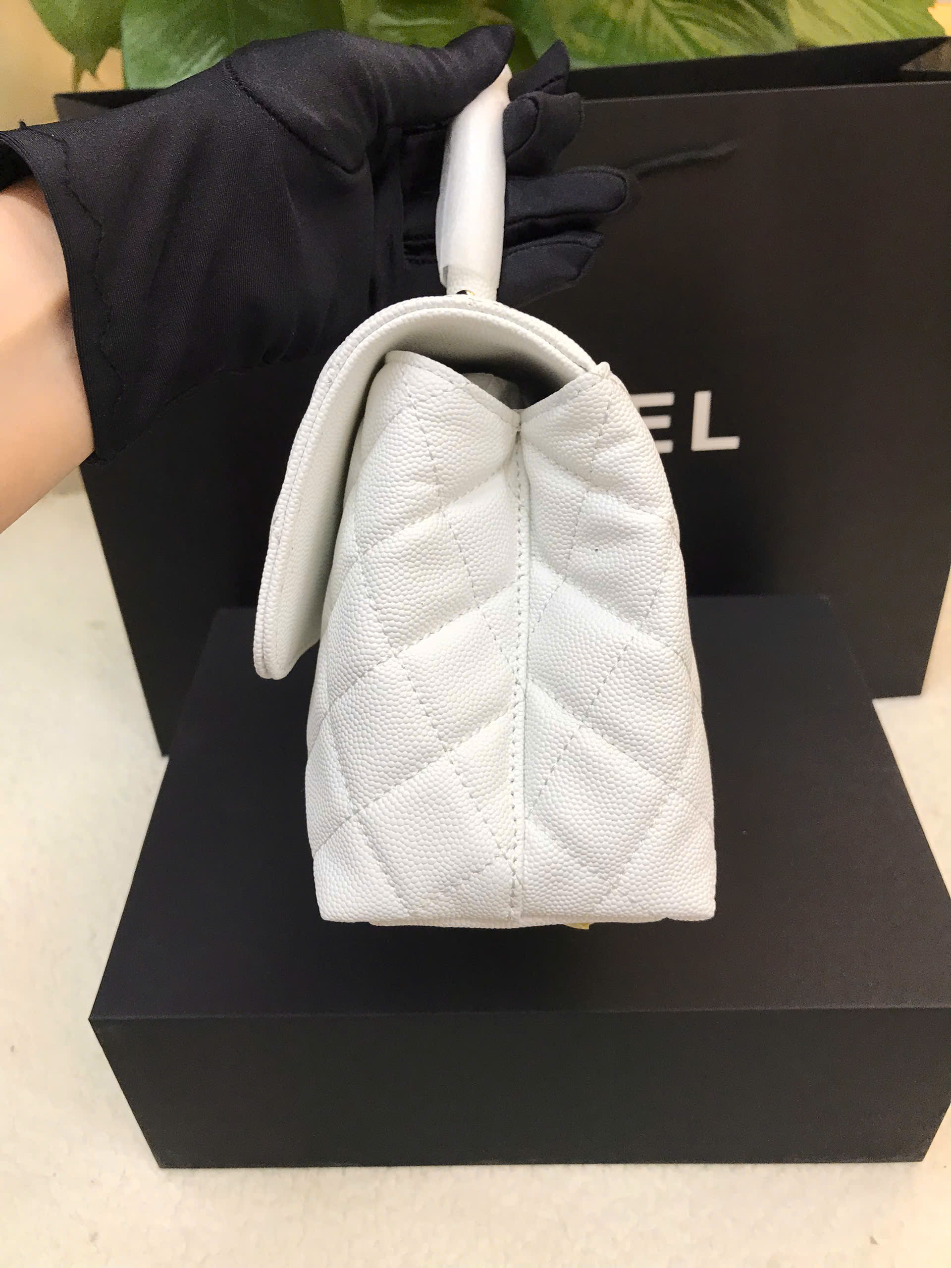 Túi Chanel Caviar Quilted Coco 9.5 Flap White Siêu Cấp Màu Trắng Size 22cm