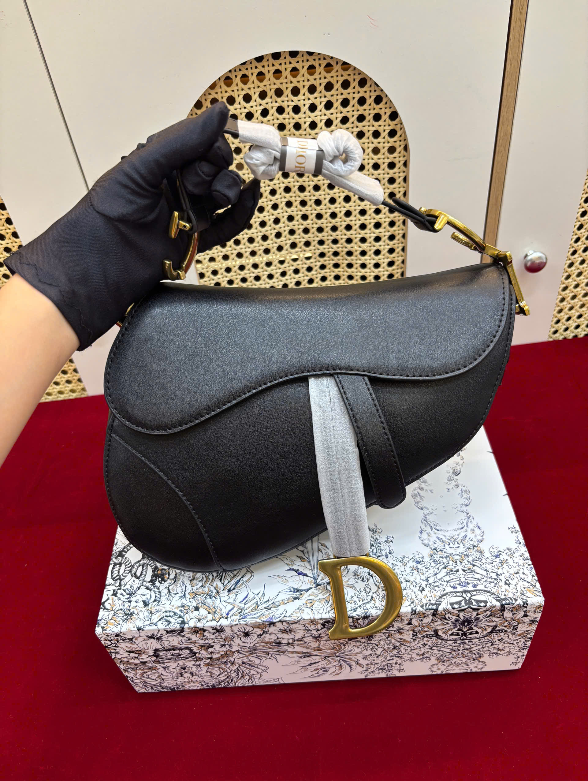 Túi Xách Dior Saddle Bag With Strap Super Màu Đen Size 25.5cm