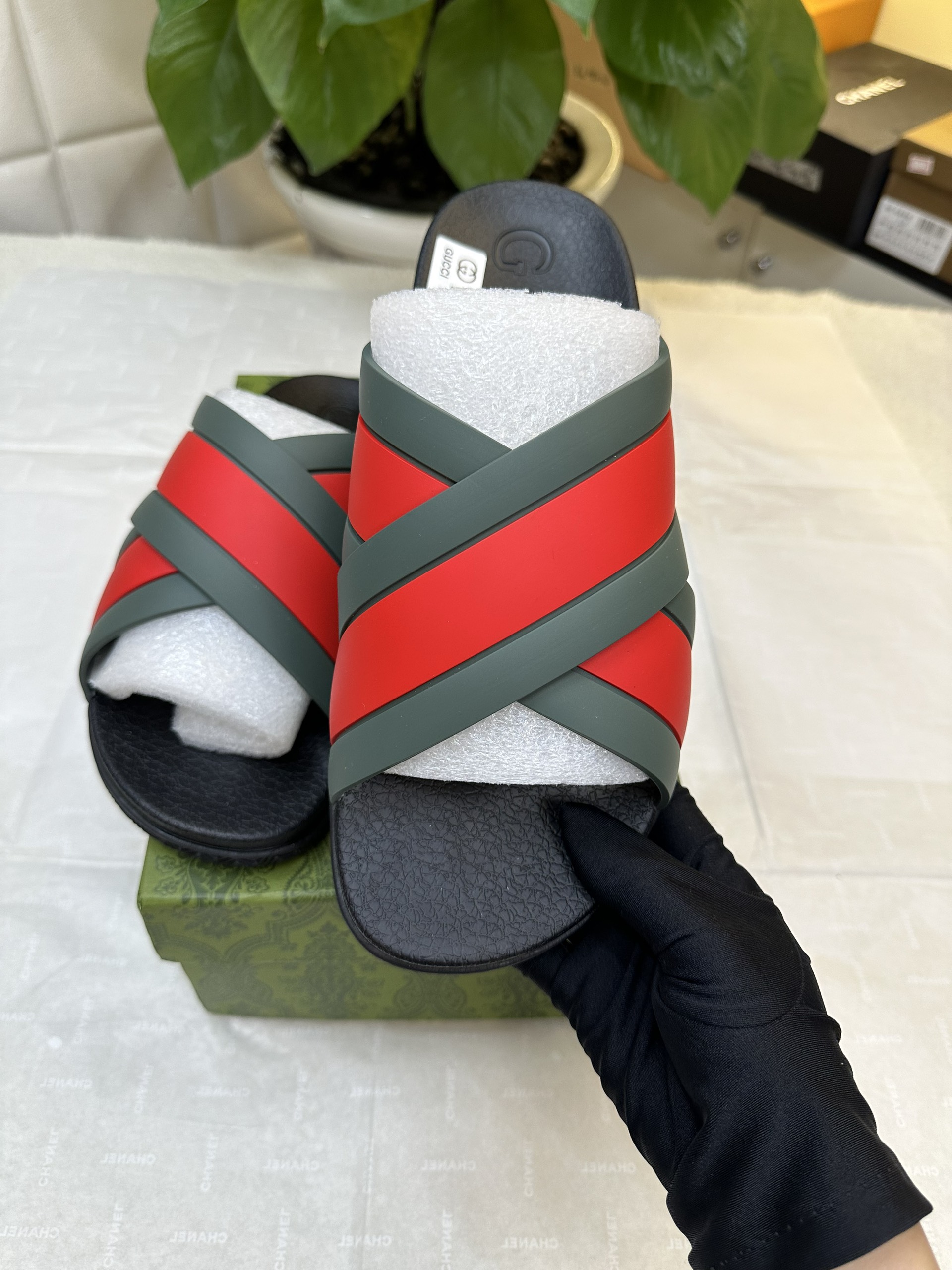 Dép Gucci Striped Rubber Slides Siêu Cấp Size 43