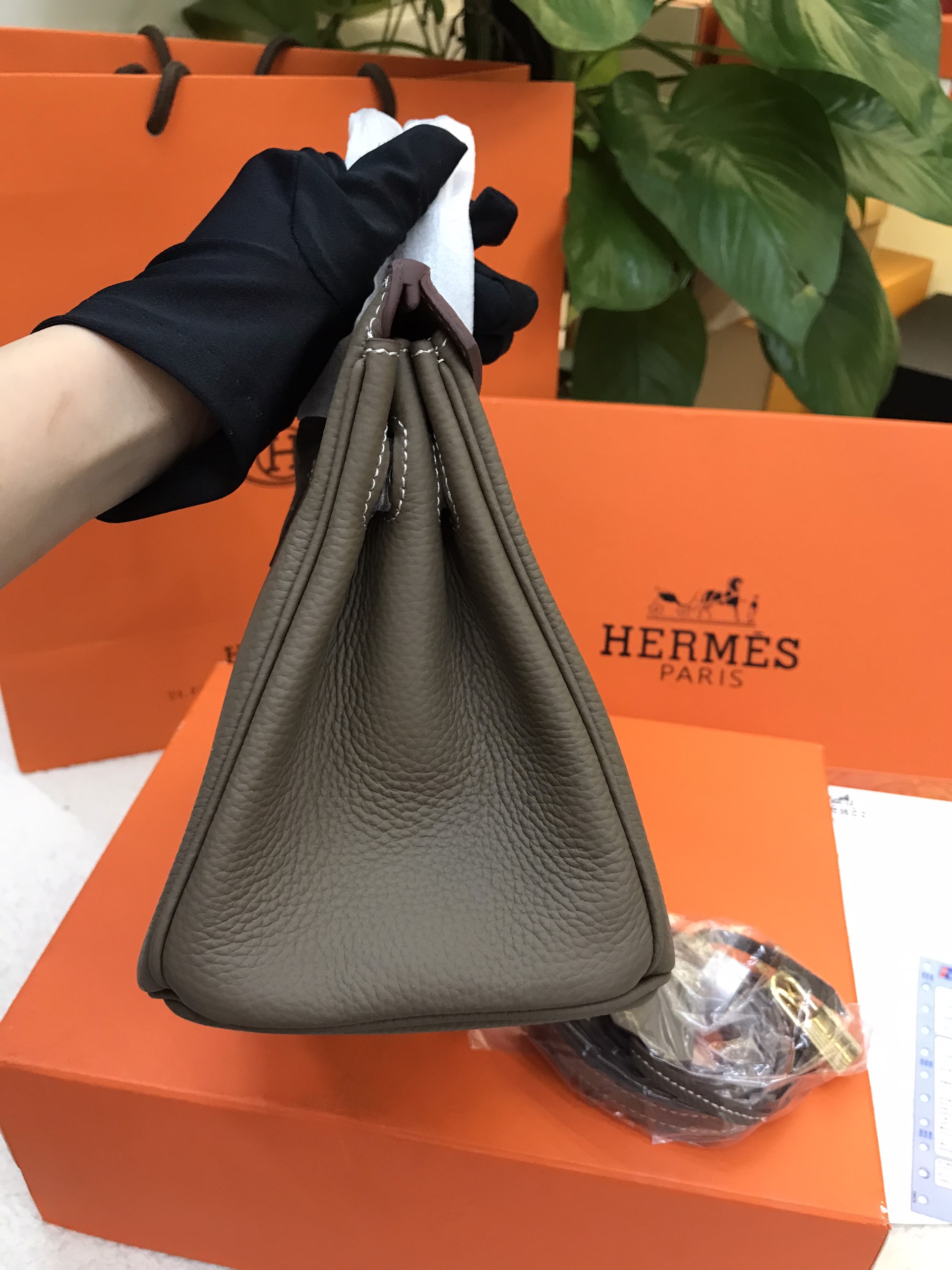 Túi Hermes Birkin 25 Super Màu Xám Đậm Khóa Vàng Size 25cm