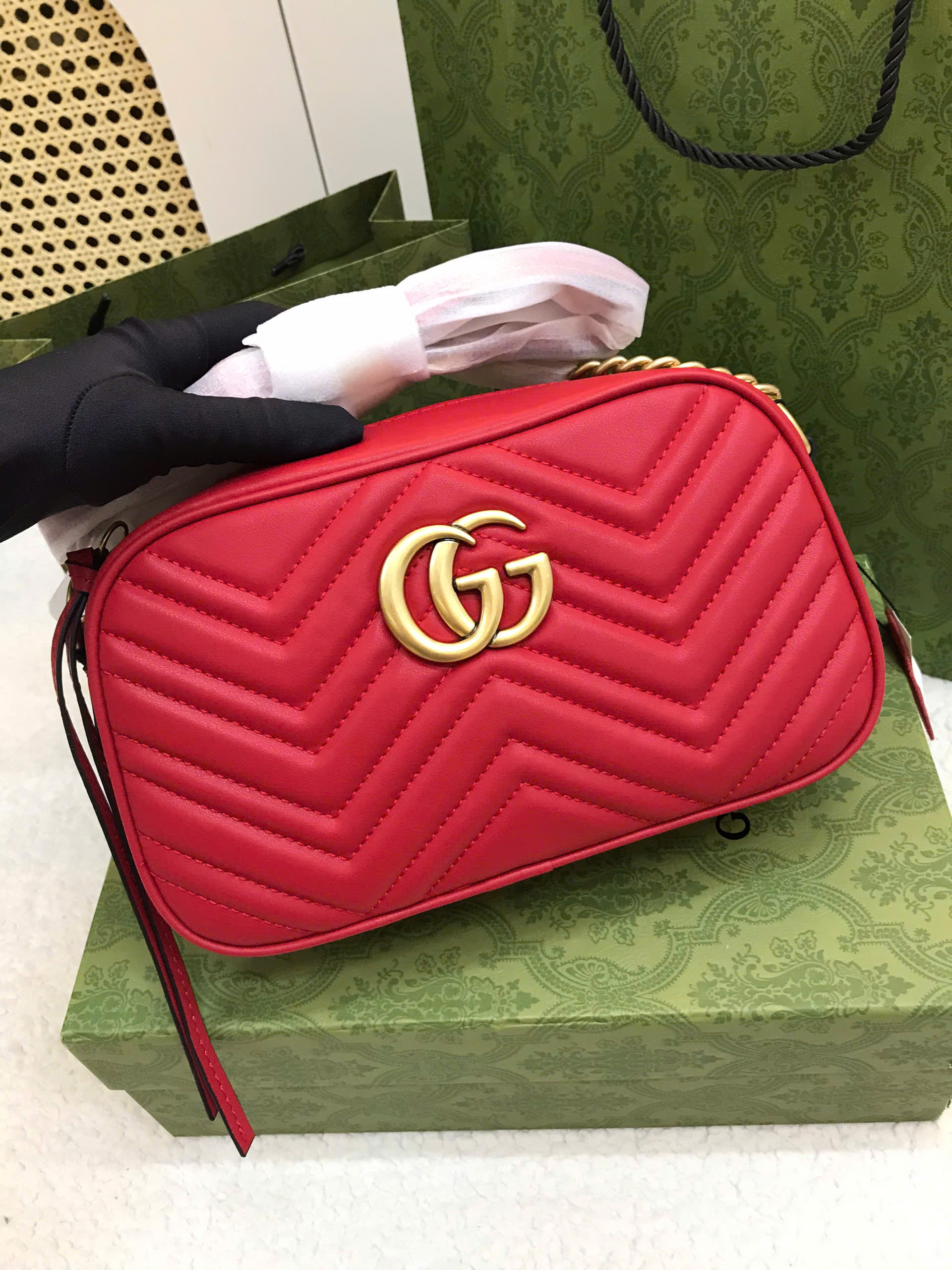 Túi Gucci GG Marmont Red Super Màu Đỏ Size 24cm 447632