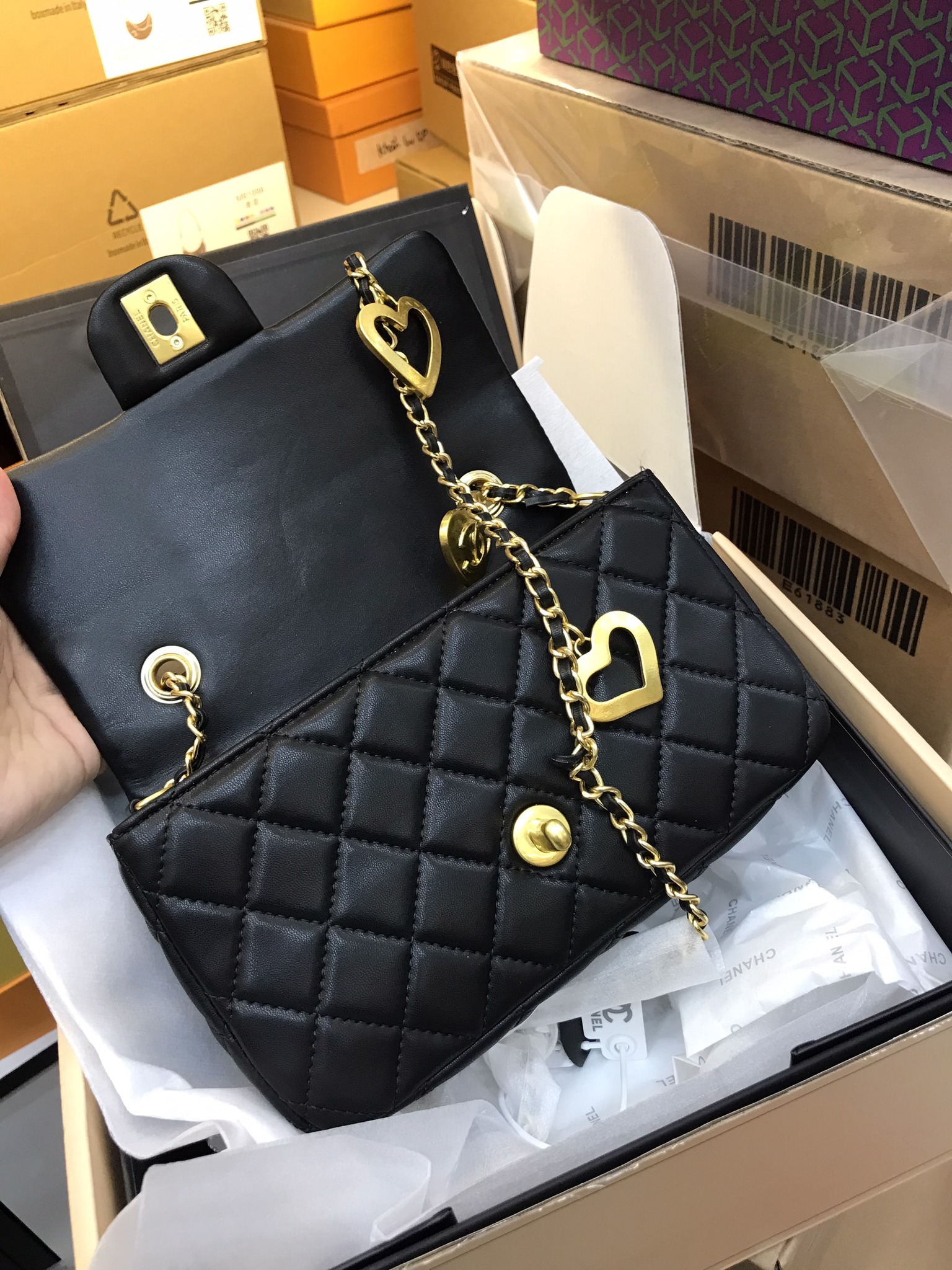 Túi Xách Chanel Super Heart Charms Mini Flap Bag Size 20cm