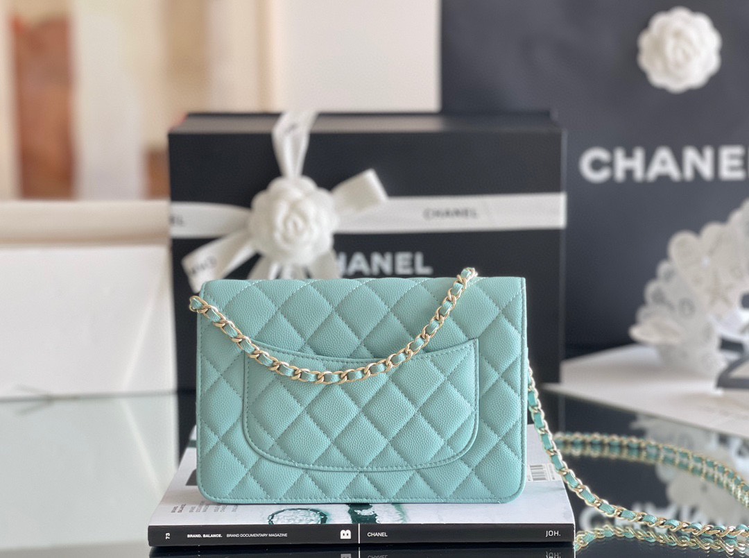 Túi Xách Chanel Woc Vip Màu Xanh Nhũ Tiffany  SIze 20cm