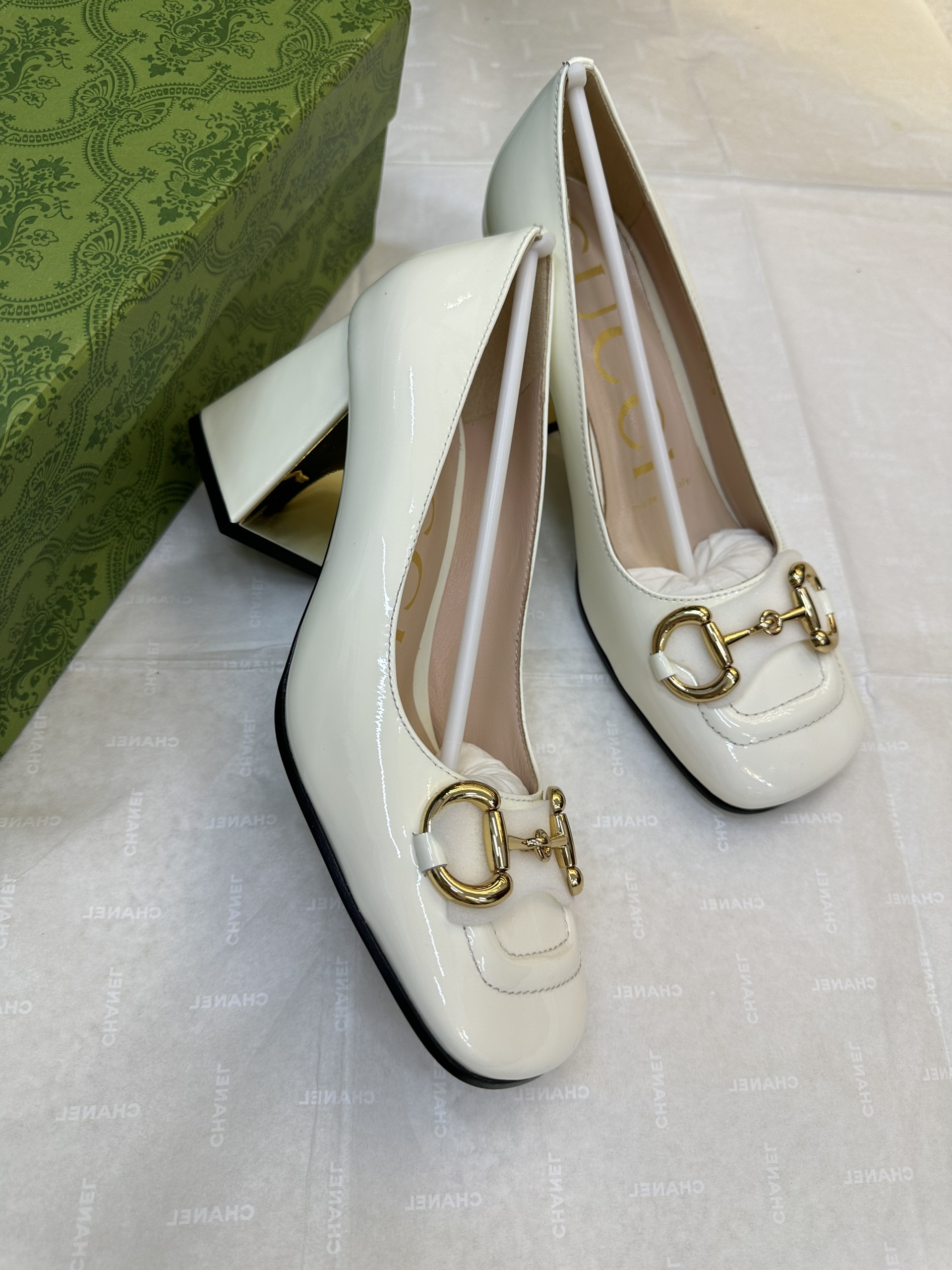 Giày Gucci Mid-Heel Pump With Horsebit White Siêu Cấp Size 38