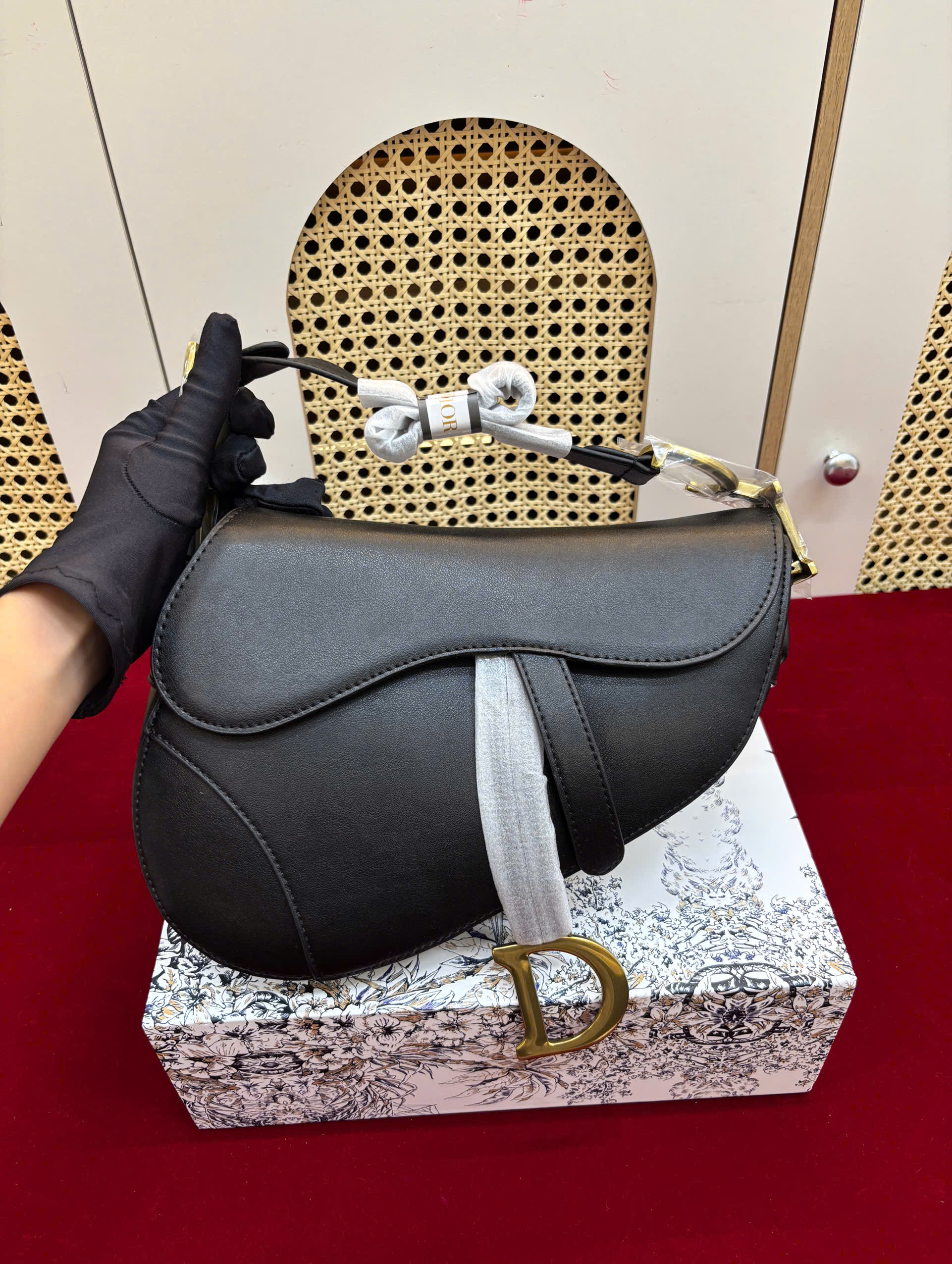 Túi Xách Dior Saddle Bag With Strap Super Màu Đen Size 25.5cm