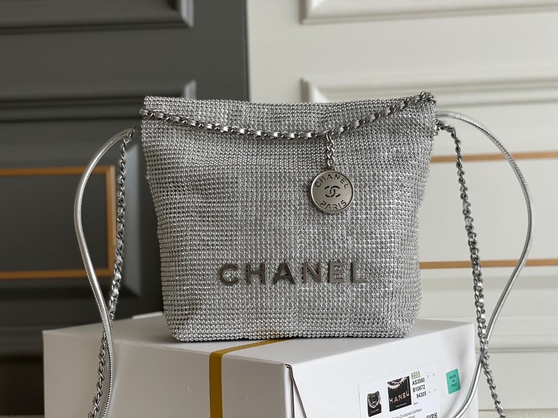 Túi Xách Chanel Mini 22 Bag Màu Bạc Đính Hạt Kim Cương