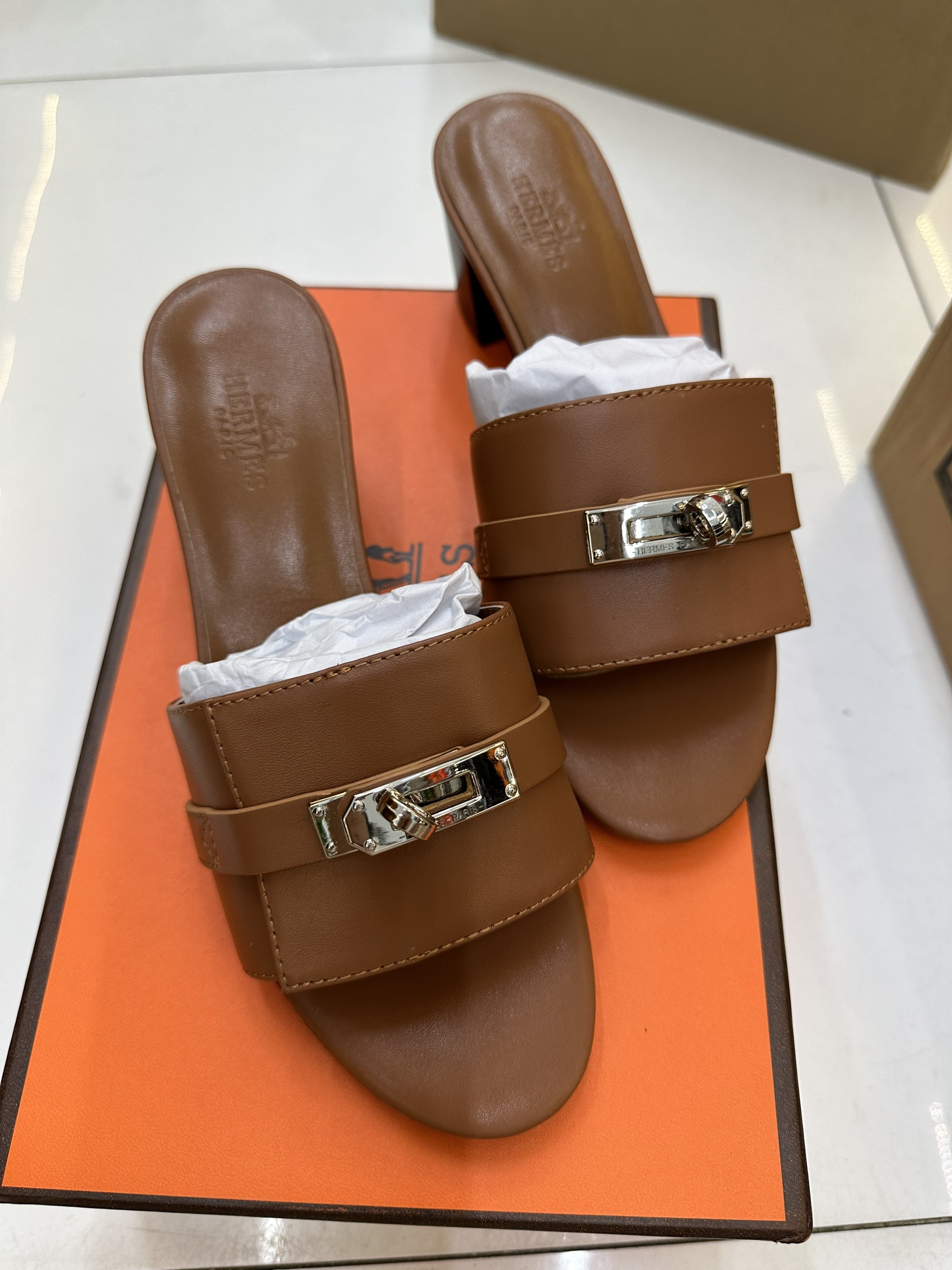 Giày Hermes Gigi 50 Sandal Siêu Cấp Màu Naturel Size 35