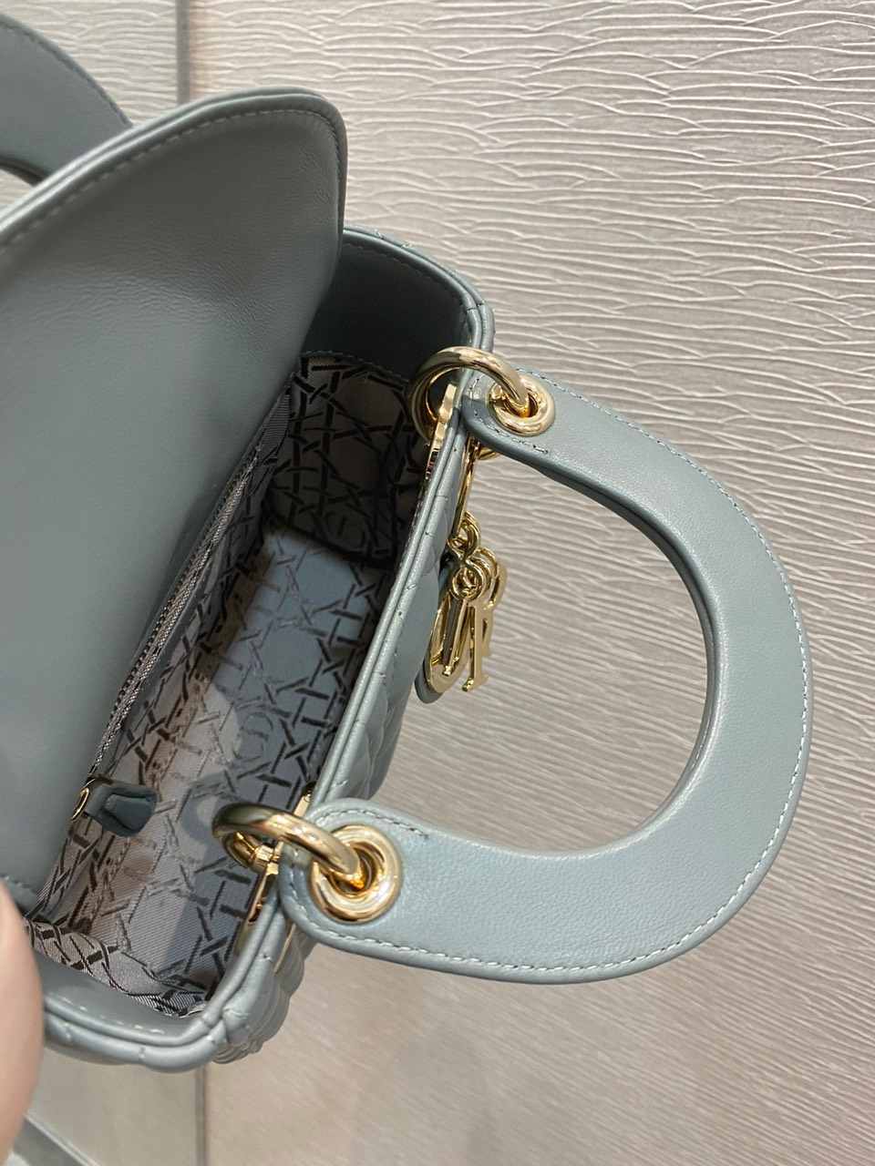 Túi Xách Dior Lady Siêu Cấp Da Lì Màu Xanh Size 18cm