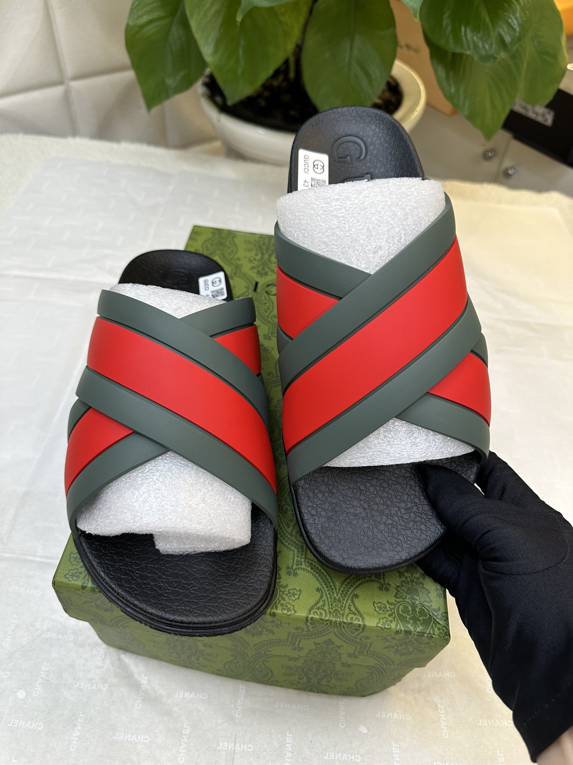 Dép Gucci Striped Rubber Slides Siêu Cấp Size 43