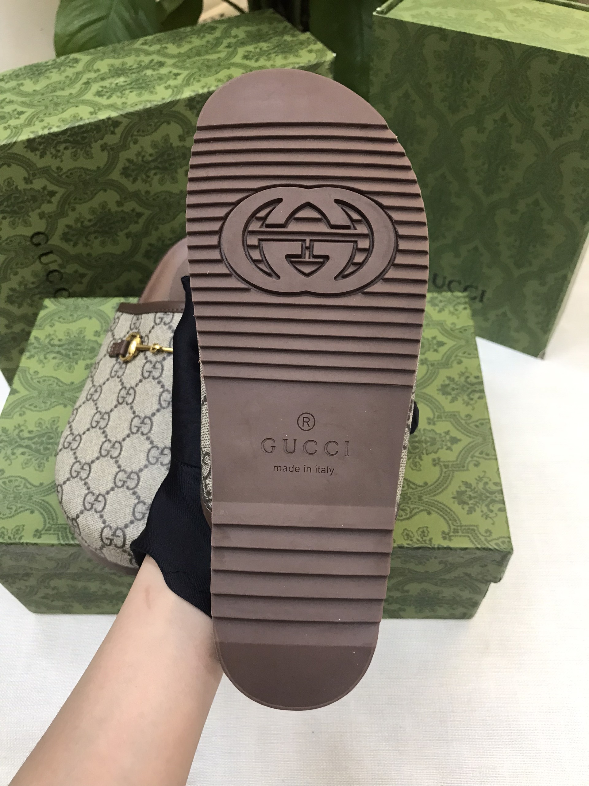 Dép Nam Gucci GG Slipper Horsebit Siêu Cấp 655571