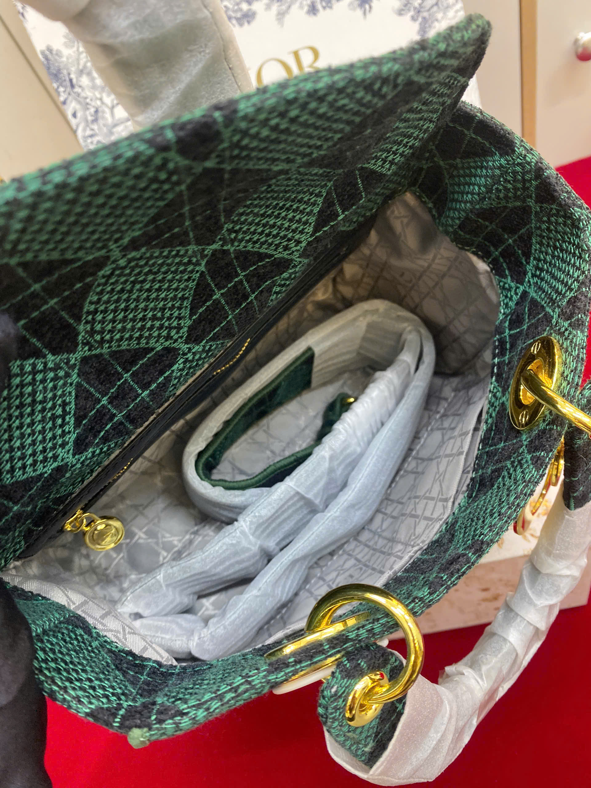 Túi Xách Dior Lady Super D-Lite In Green Size 24cm