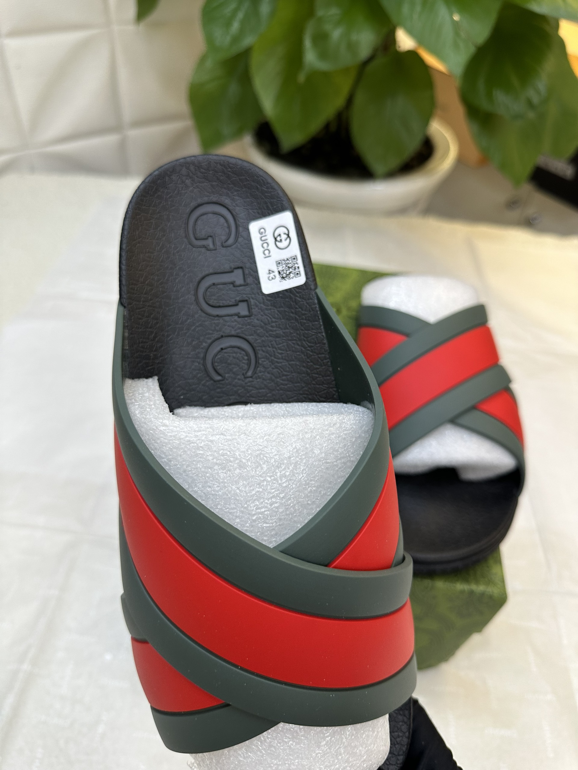 Dép Gucci Striped Rubber Slides Siêu Cấp Size 43