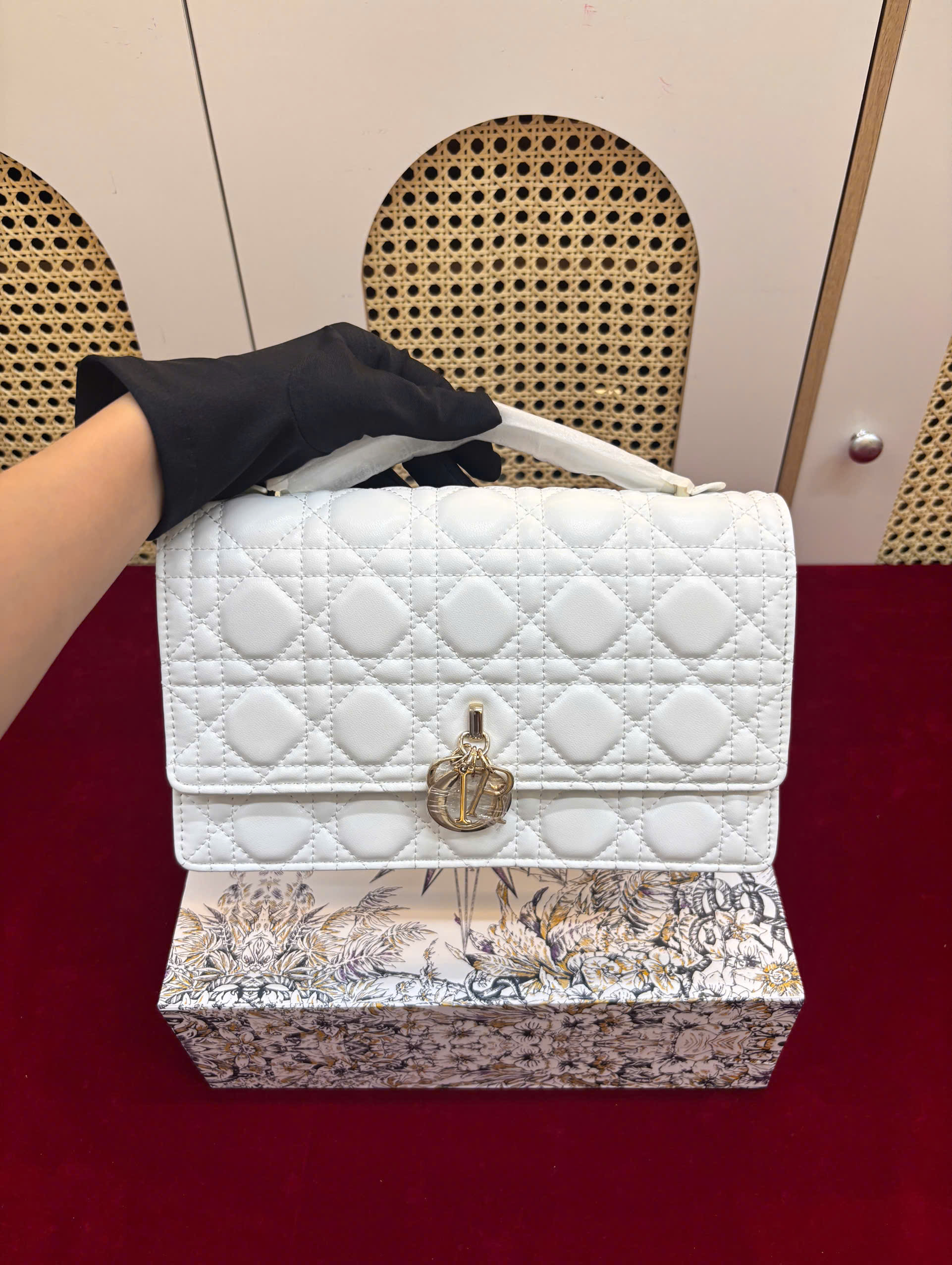 Túi My Dior Top Handle Bag Màu Trắng Super Size 24cm