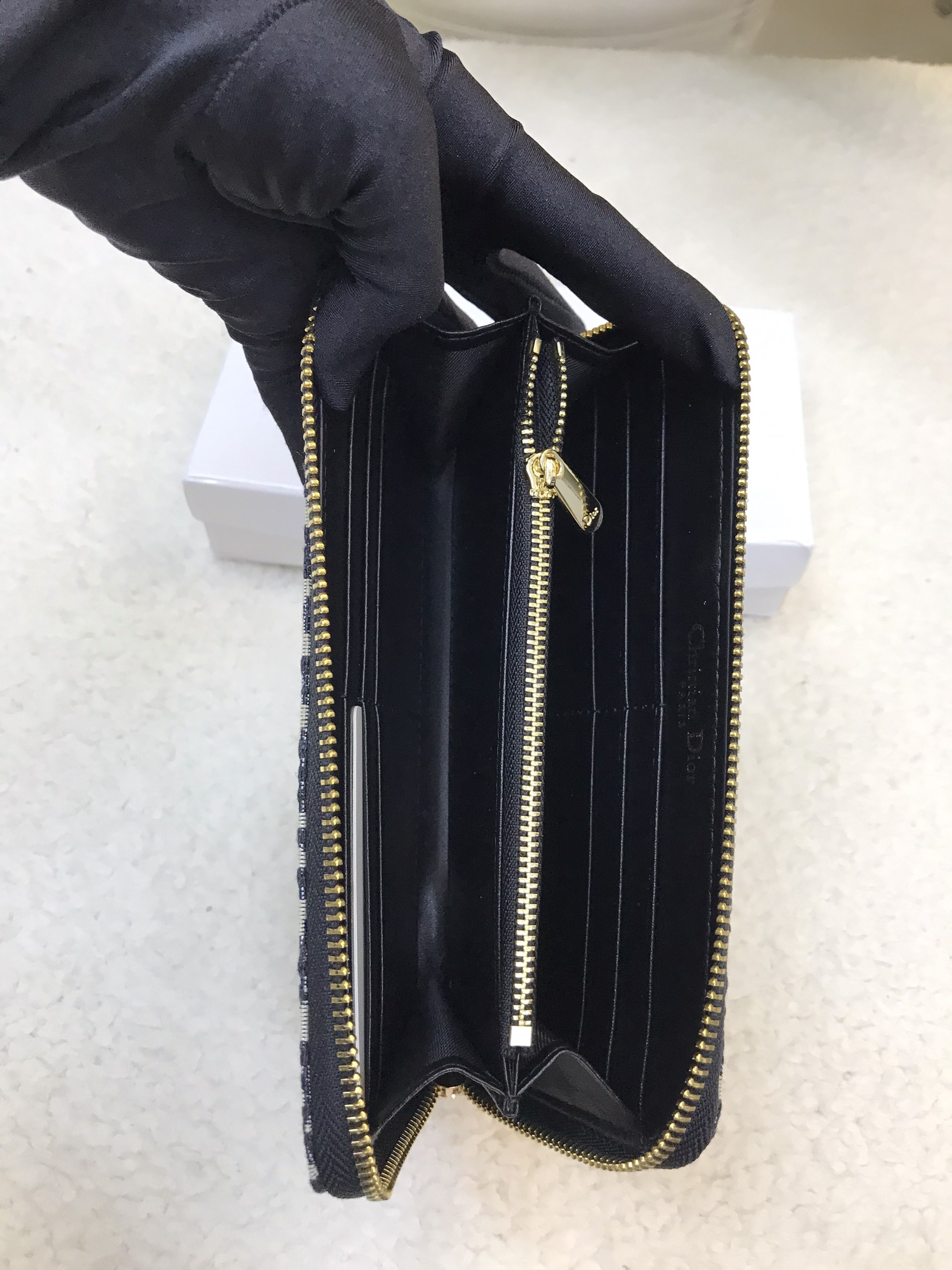 Ví Dior Zipped Long Wallet Super Màu Xanh Đen