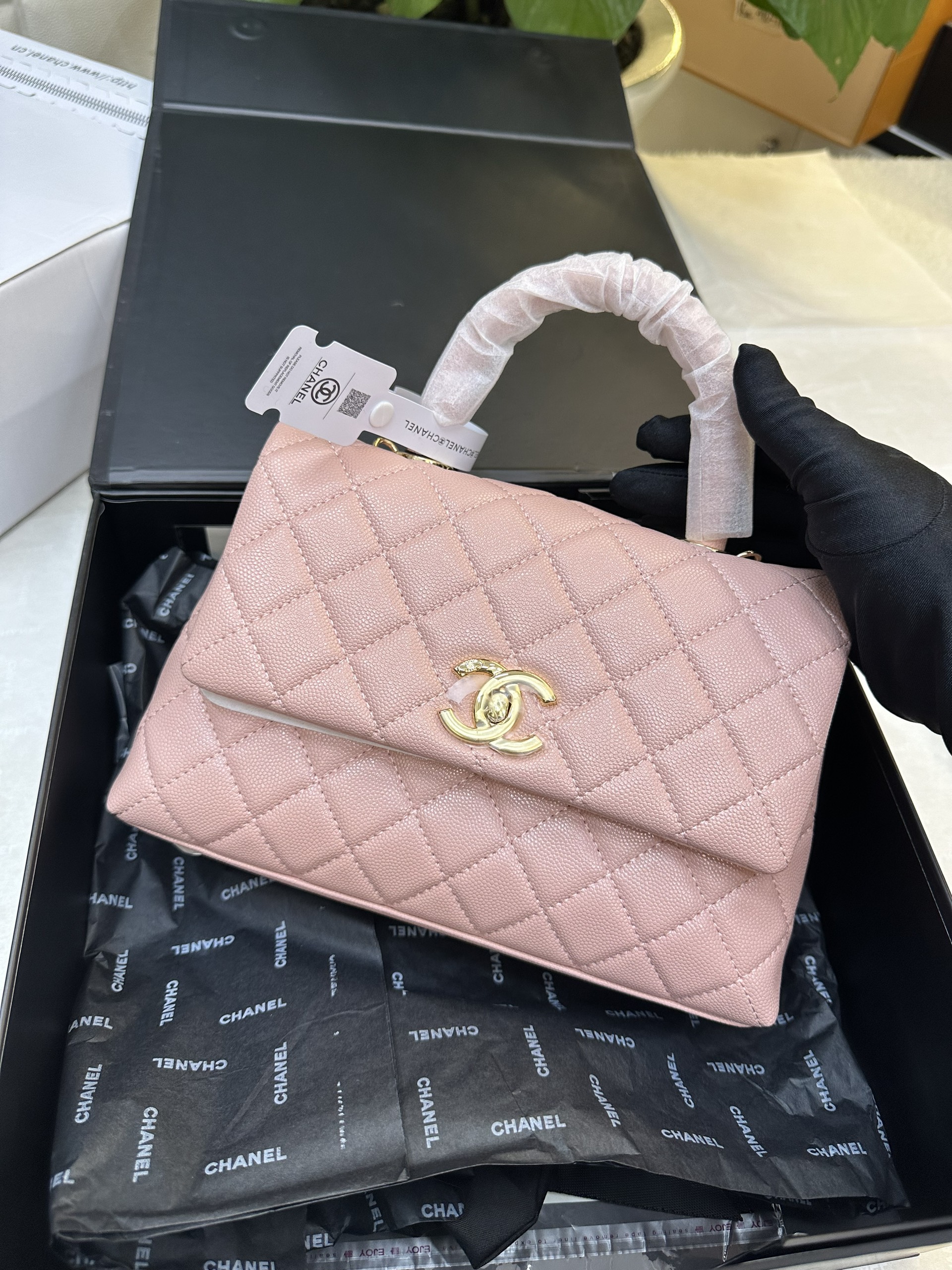 Túi Chanel Coco Super Màu Hồng Logo Gold Size 23cm