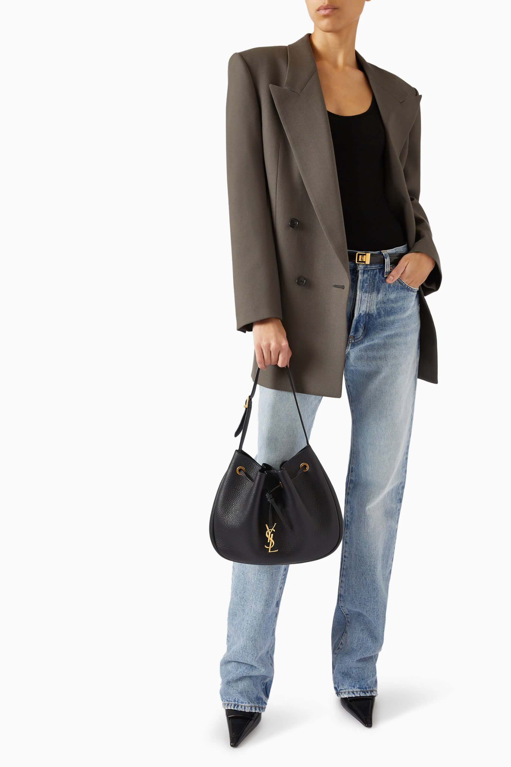 Túi YSL Paris VII Small Hobo In Grained Leather Black Siêu Cấp Size 30cm