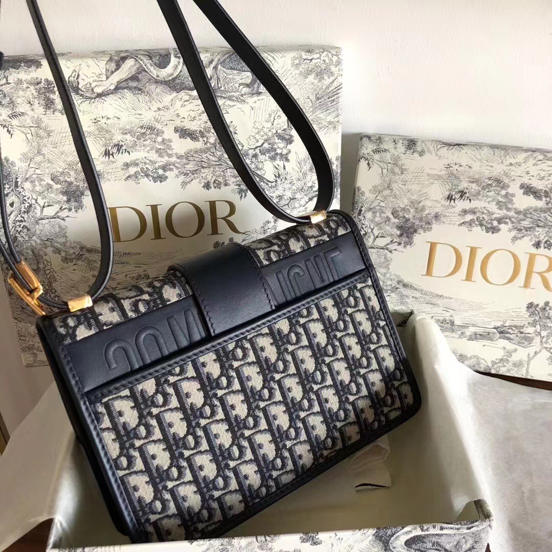 Túi Xách Dior montaigne Siêu Cấp Thổ Cẩm Màu Xanh Size 25cm