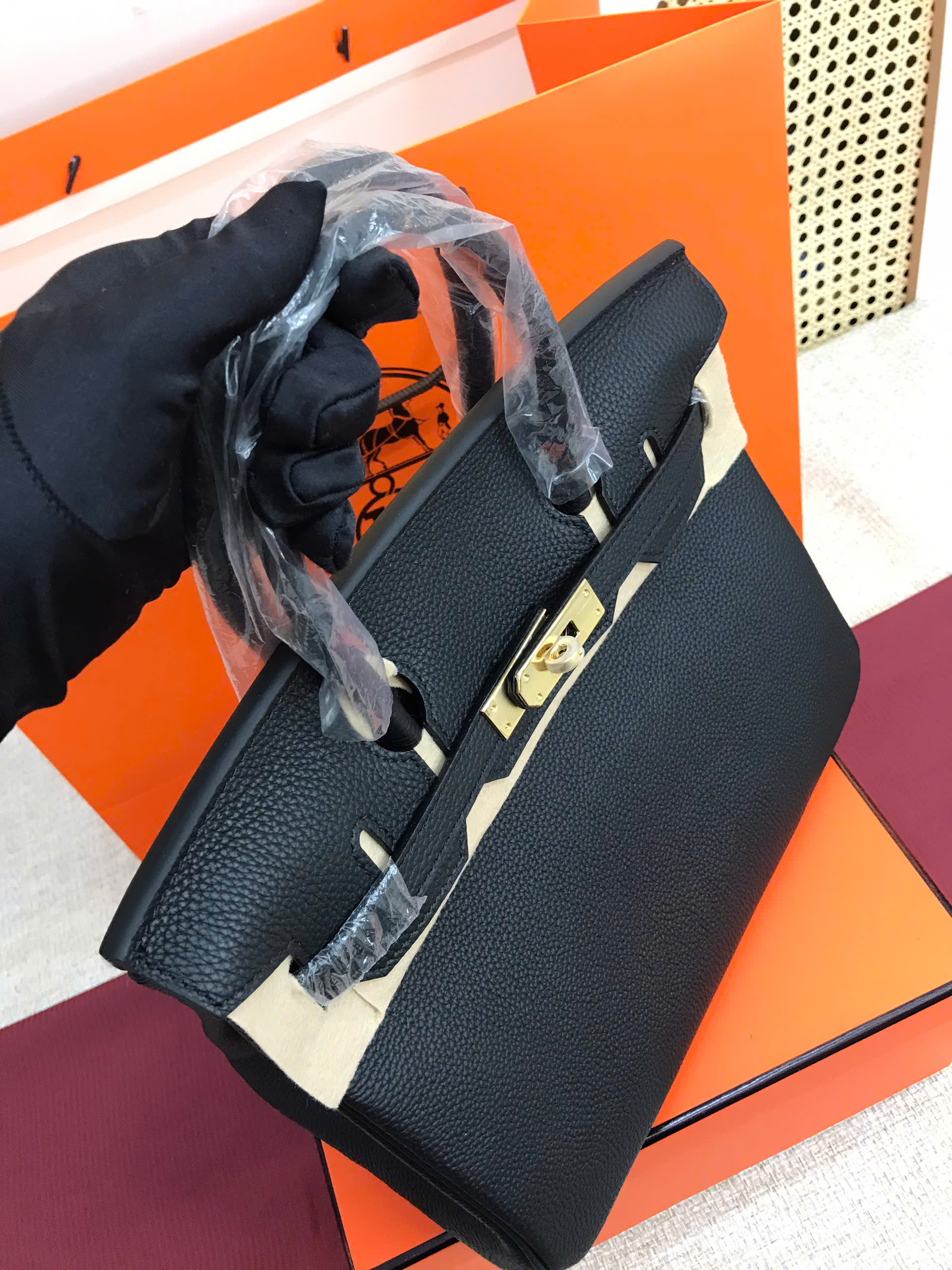Túi Hermes Birkin Super Màu Đen Lót Hồng Size 30cm