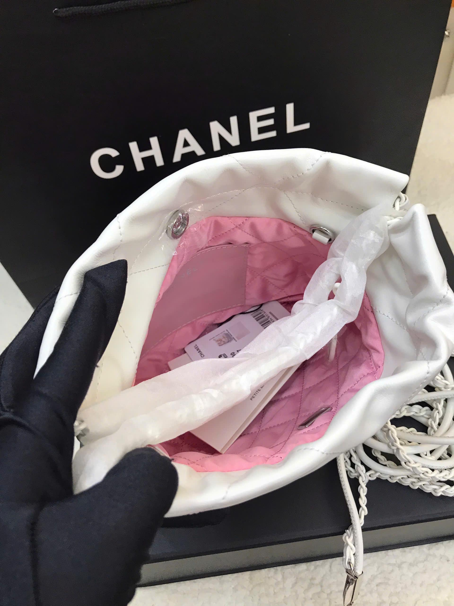 Túi Chanel Mini 22 Siêu Cấp Màu Hồng/ Trắng Size 20cm