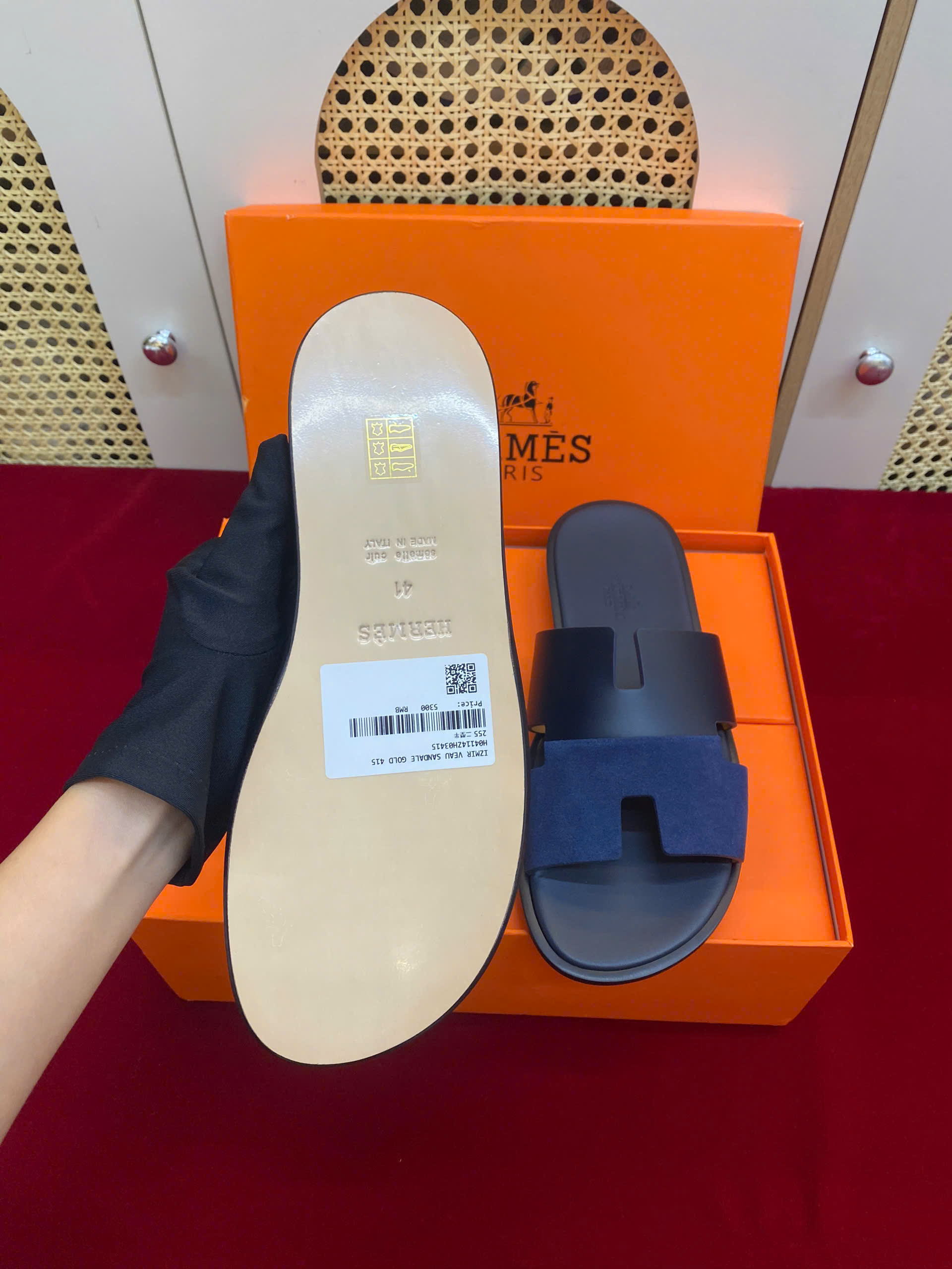 Giày Hermes Izmir Sandal Siêu Cấp Màu Xanh Phối Size 41