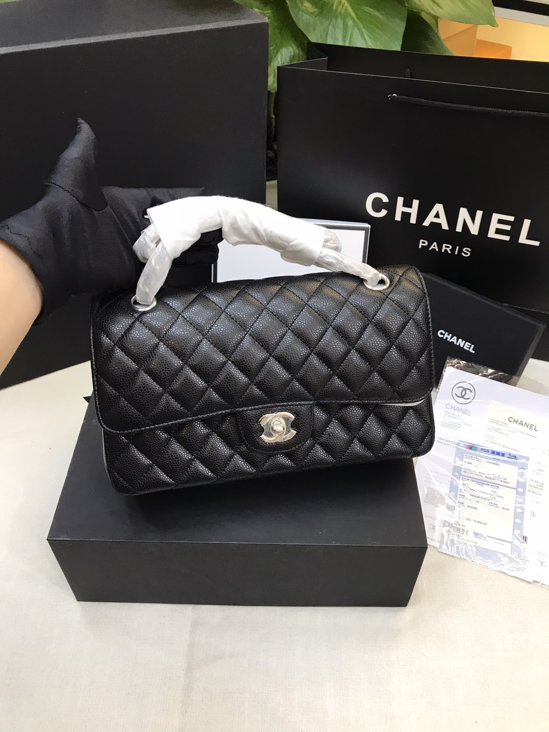 Túi Chanel Classic Flap Super Màu Đen Da Hạt Size 23cm