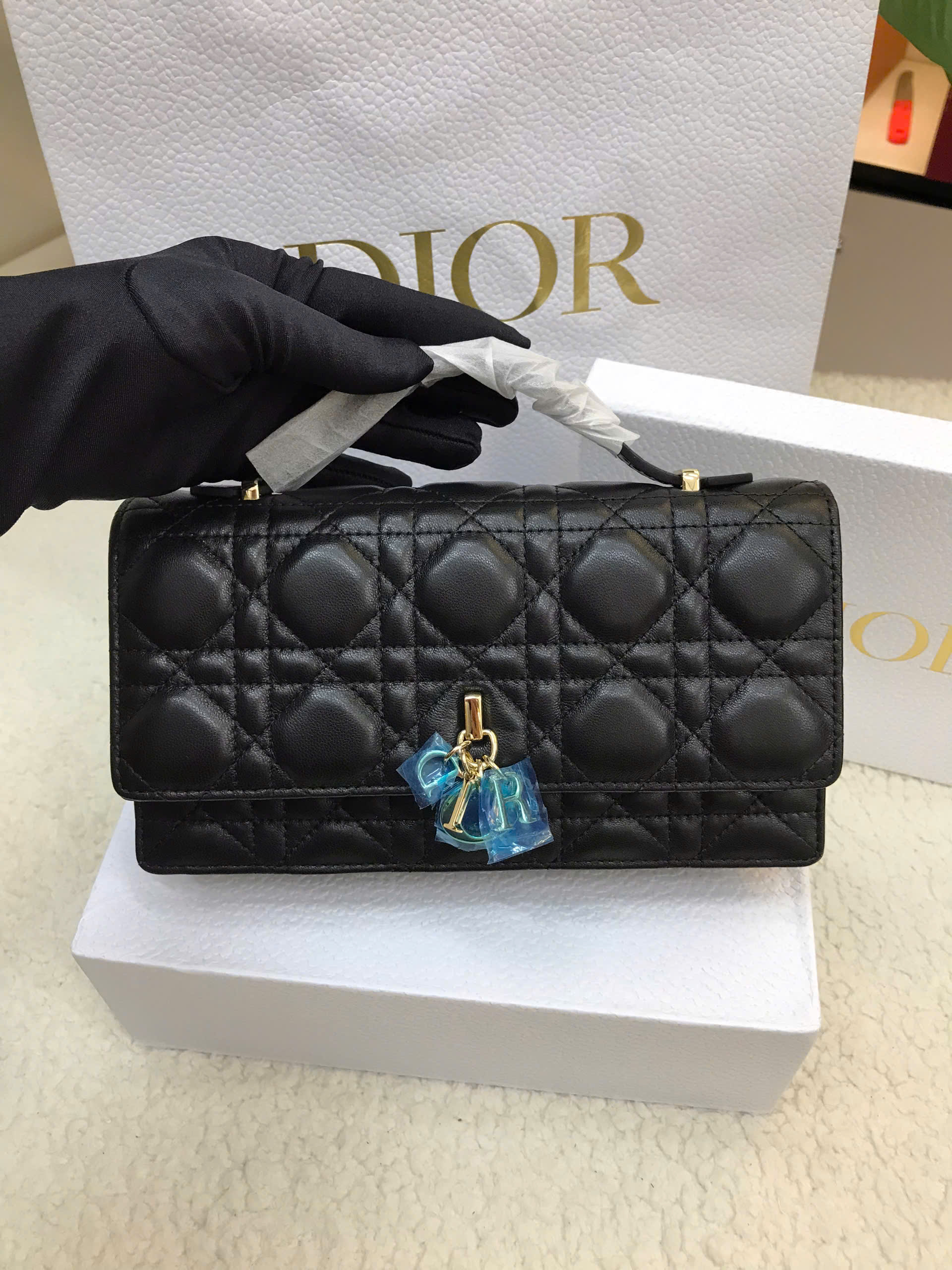 Túi My Dior Mini Bag Black Cannage Lambskin Siêu Cấp Màu Đen Size 21cm