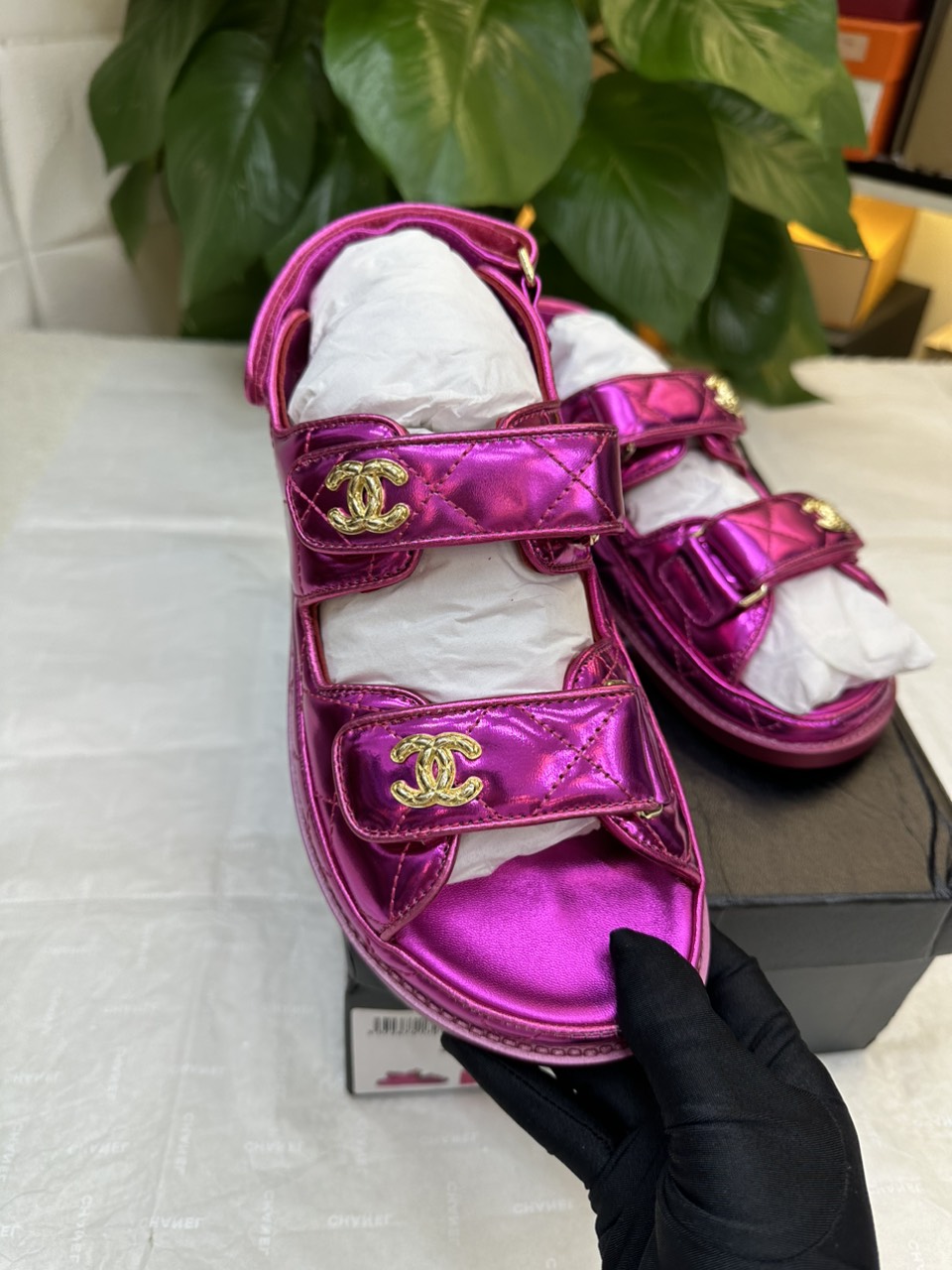 Giày Chanel Sandal Siêu Cấp Màu Hồng Size 38