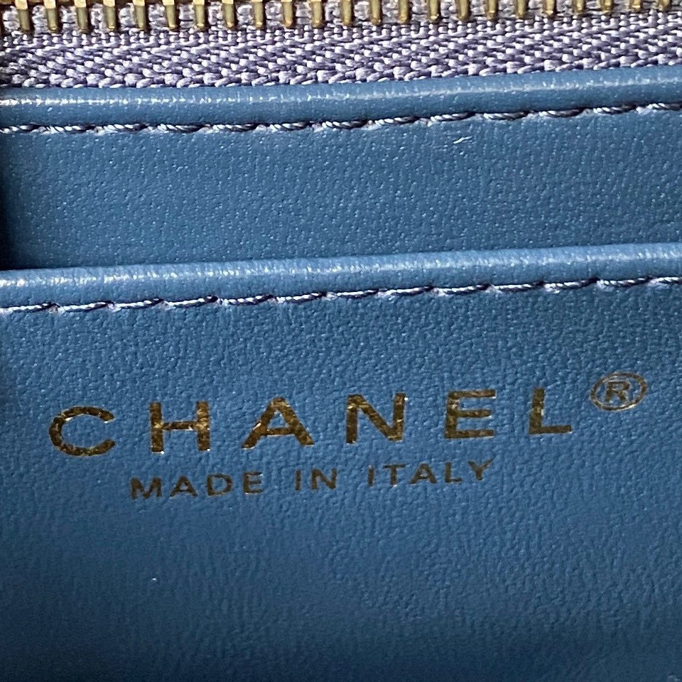 Túi Xách Chanel Classic Da Lì Màu Xanh Size 20cm