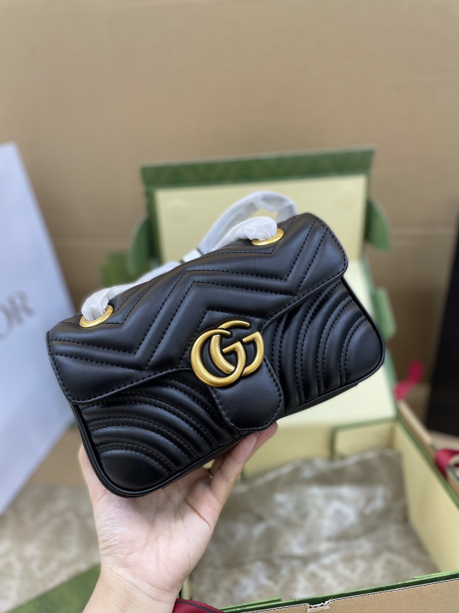 Túi Xách Gucci Marmont Super Màu Đen Size 22cm Full Box