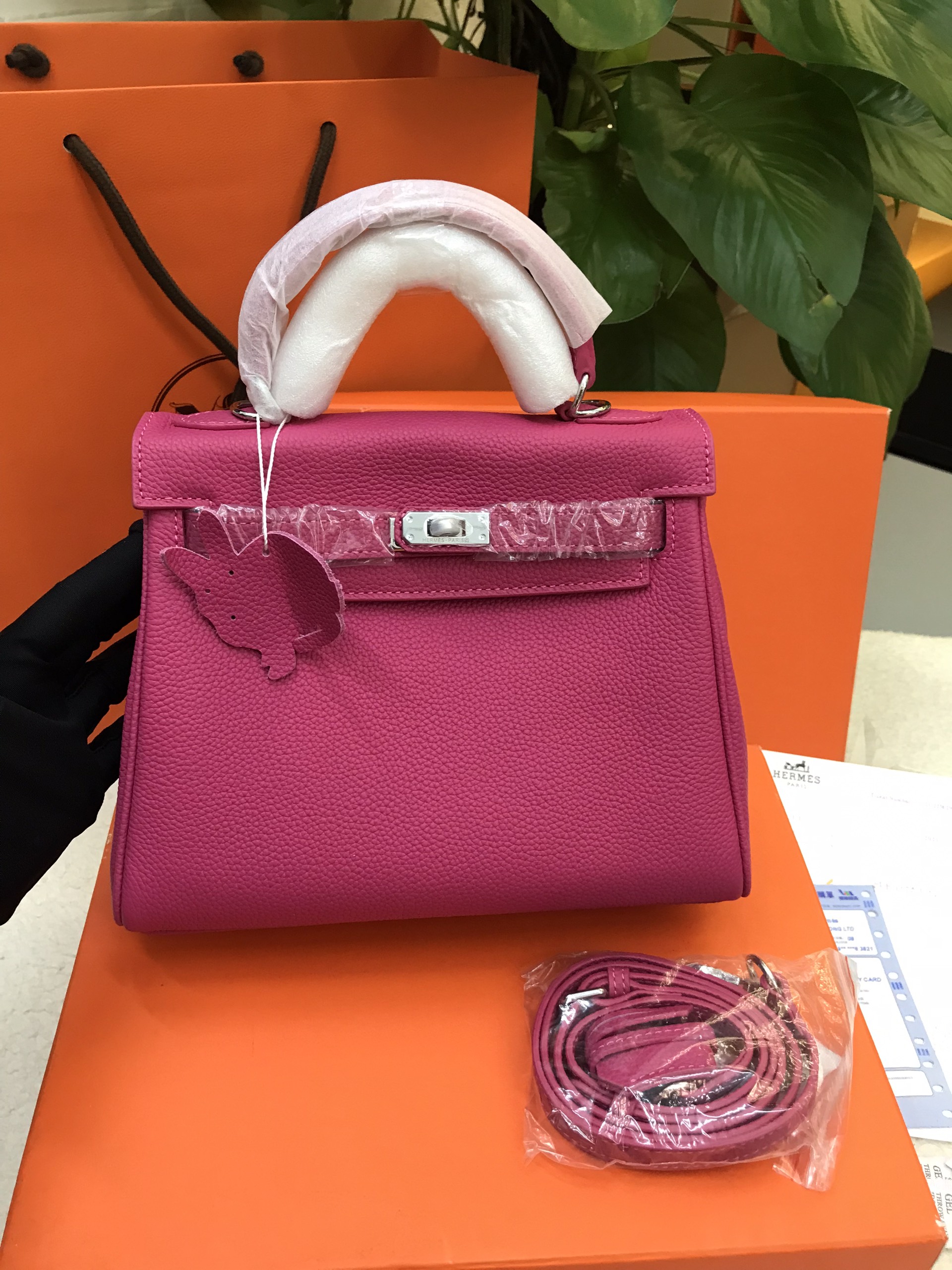 Túi Hermes Kelly 25 Da Mềm Màu Hồng Khóa Bạc Size 25cm