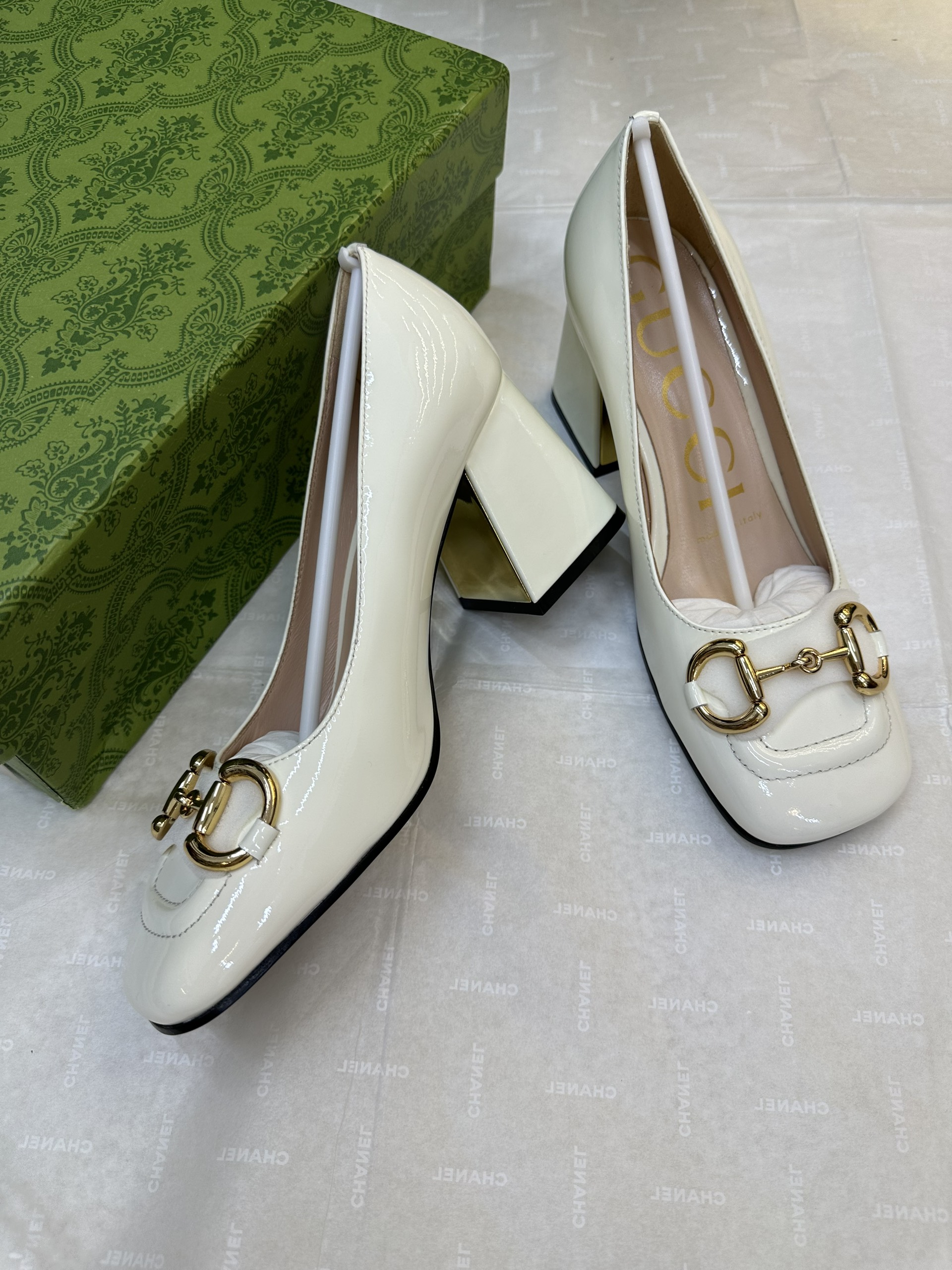 Giày Gucci Mid-Heel Pump With Horsebit White Siêu Cấp Size 38