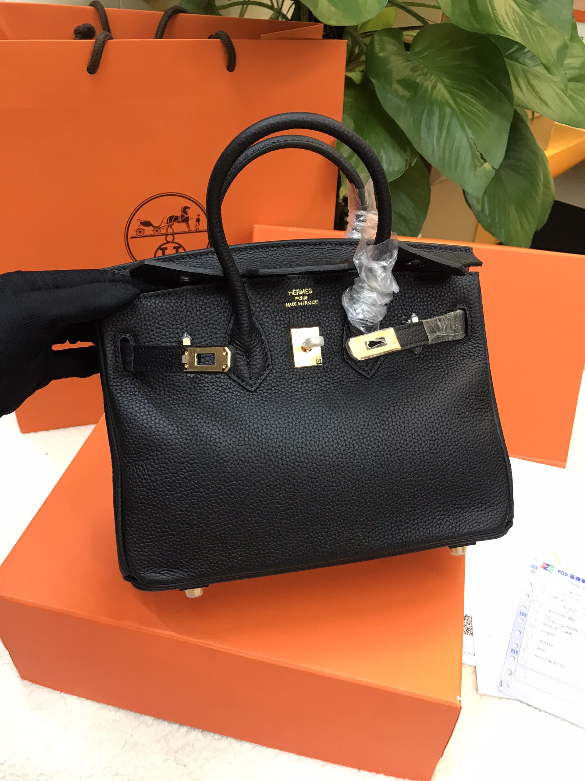 Túi Hermes Birkin 25 Super Màu Đen Khóa Vàng 25cm