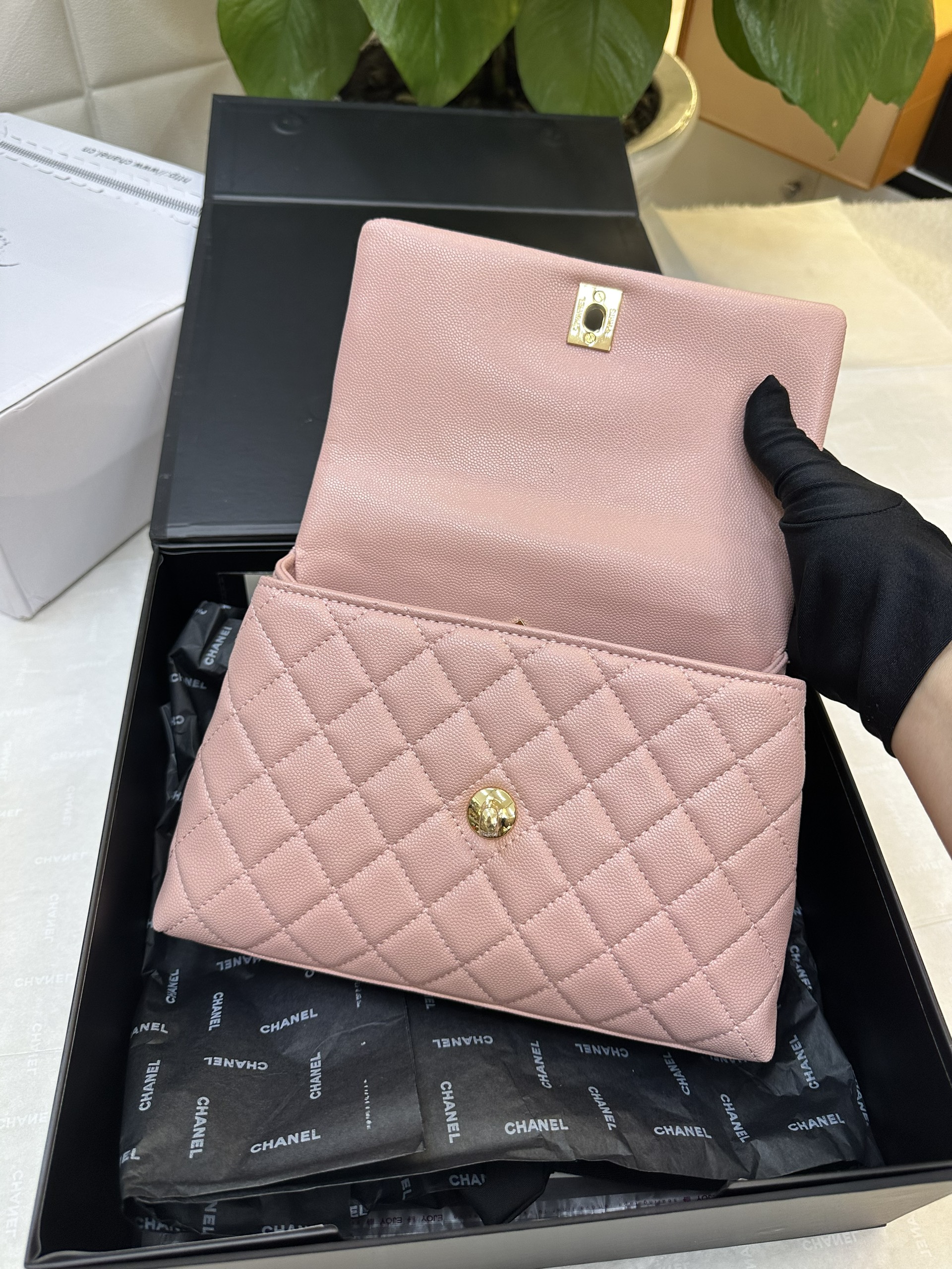 Túi Chanel Coco Super Màu Hồng Logo Gold Size 23cm