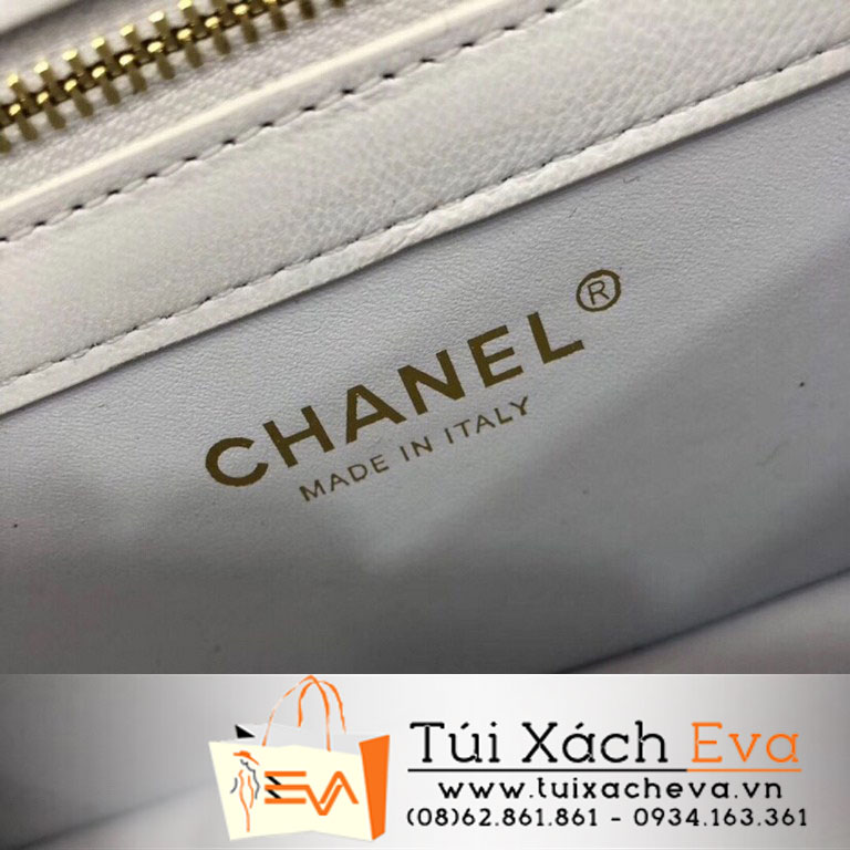 Túi Xách Chanel Flap Bag Siêu Cấp Nẹp Kim Loại Màu Trắng