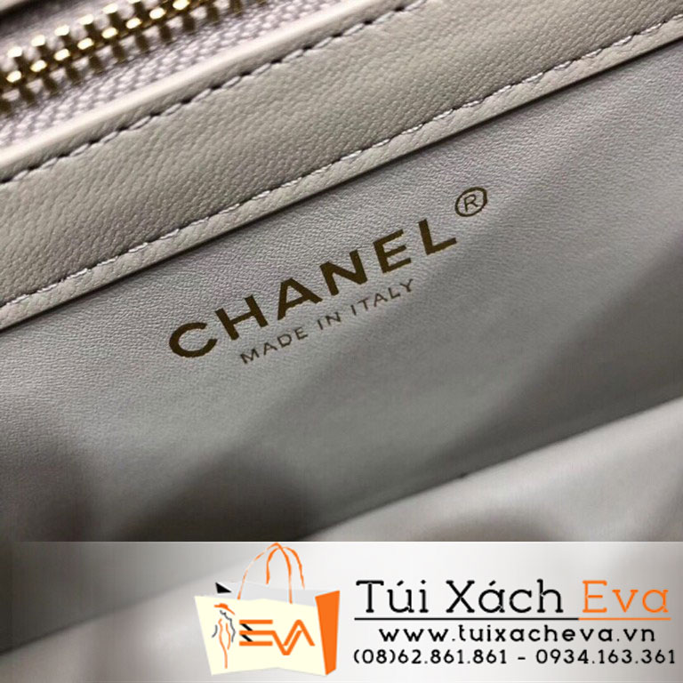 Túi Xách Chanel Flap Bag Siêu Cấp Nẹp Kim Loại Màu Xám