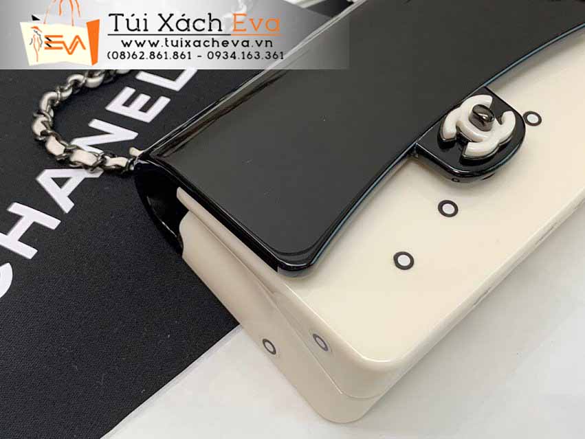 Túi Xách Chanel Bag Siêu Cấp Màu Trắng Phối Đen Đẹp.