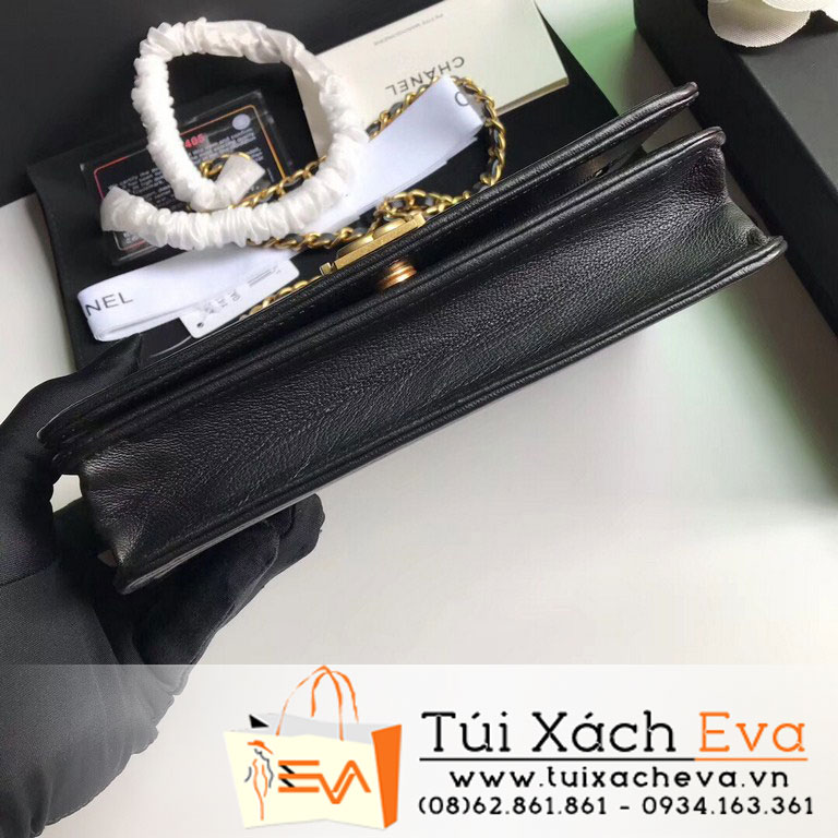 Túi Xách Chanel Boy Wallet On Chain Siêu Cấp Màu Đen Khóa Vàng A80287