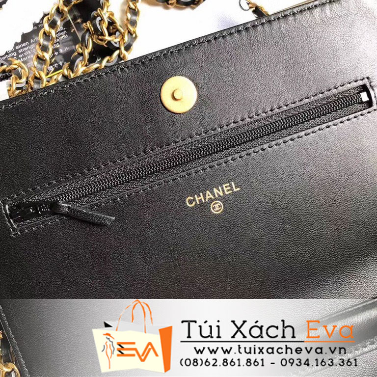 Túi Xách Chanel Boy Wallet On Chain Siêu Cấp Màu Đen Khóa Vàng A80287