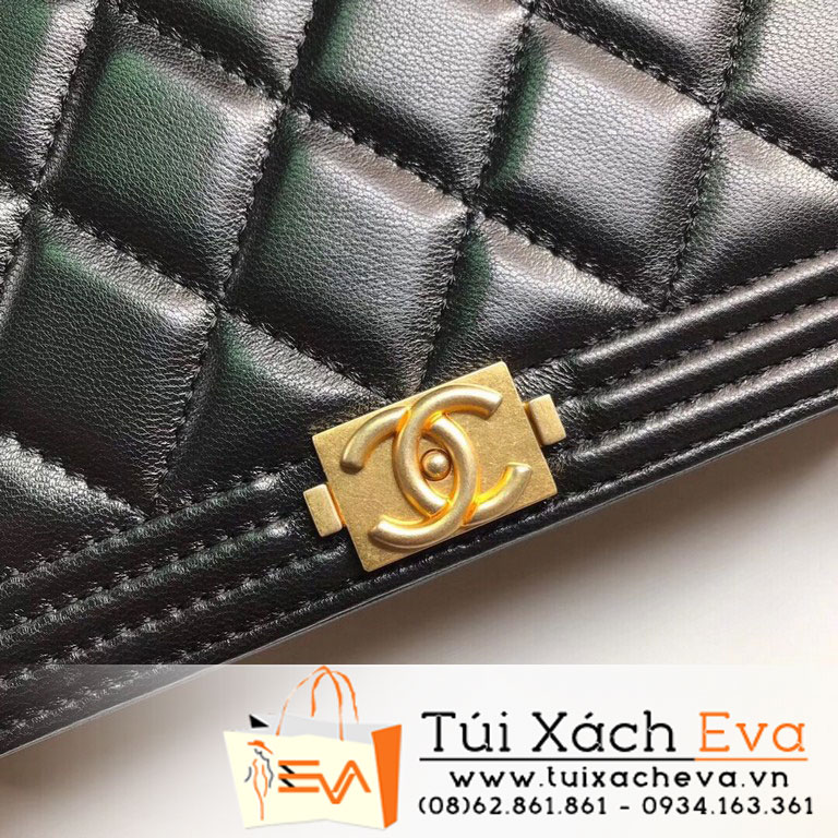 Túi Xách Chanel Boy Wallet On Chain Siêu Cấp Màu Đen Khóa Vàng A80287