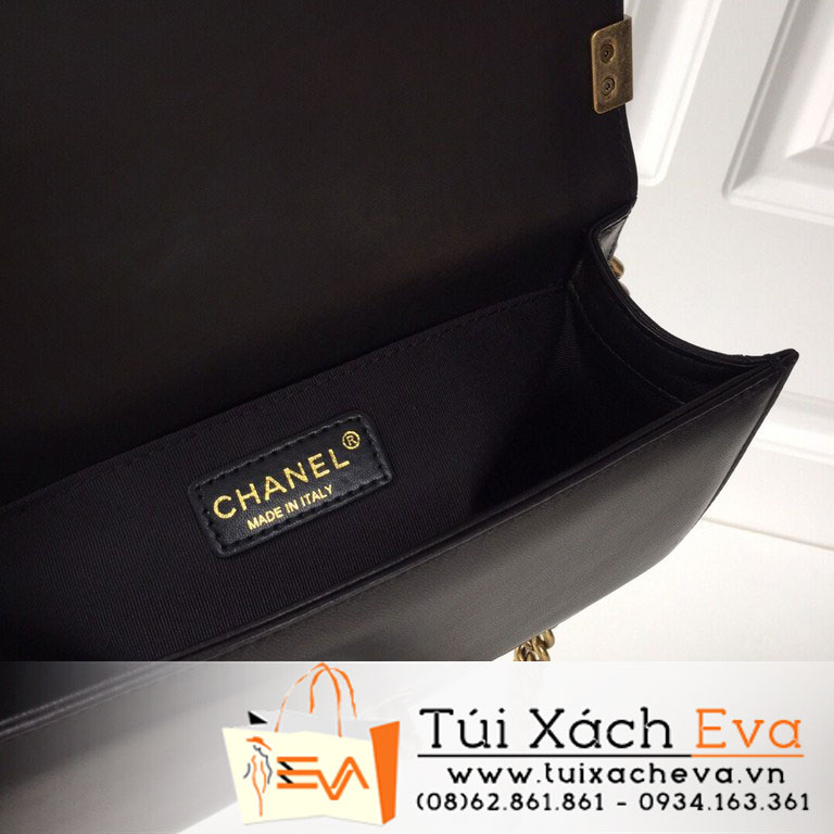 Túi Xách Chanel Boy Hand Bag Siêu Cấp Màu Đen Da Rắn Khóa Vàng